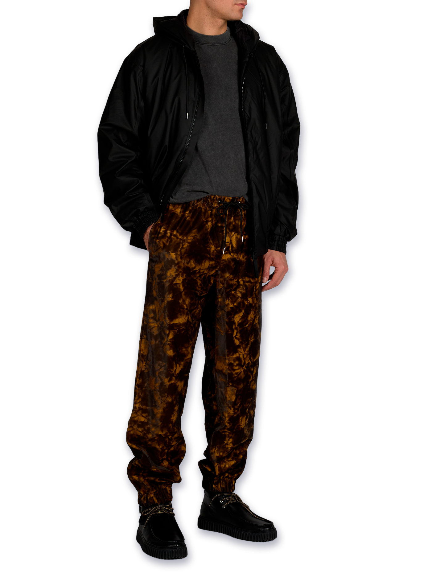 Oversized quilted hooded jacket RAINS Black