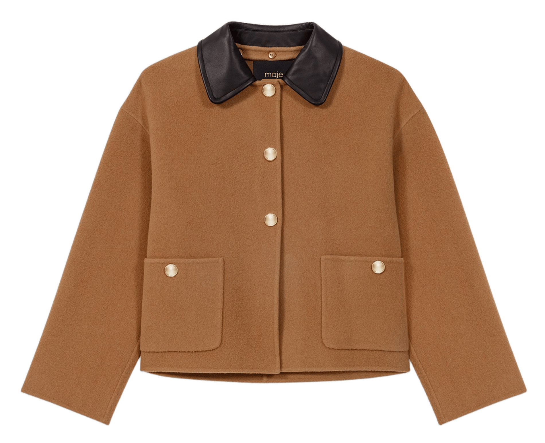 Manteau droit en laine mélangée MAJE Beige