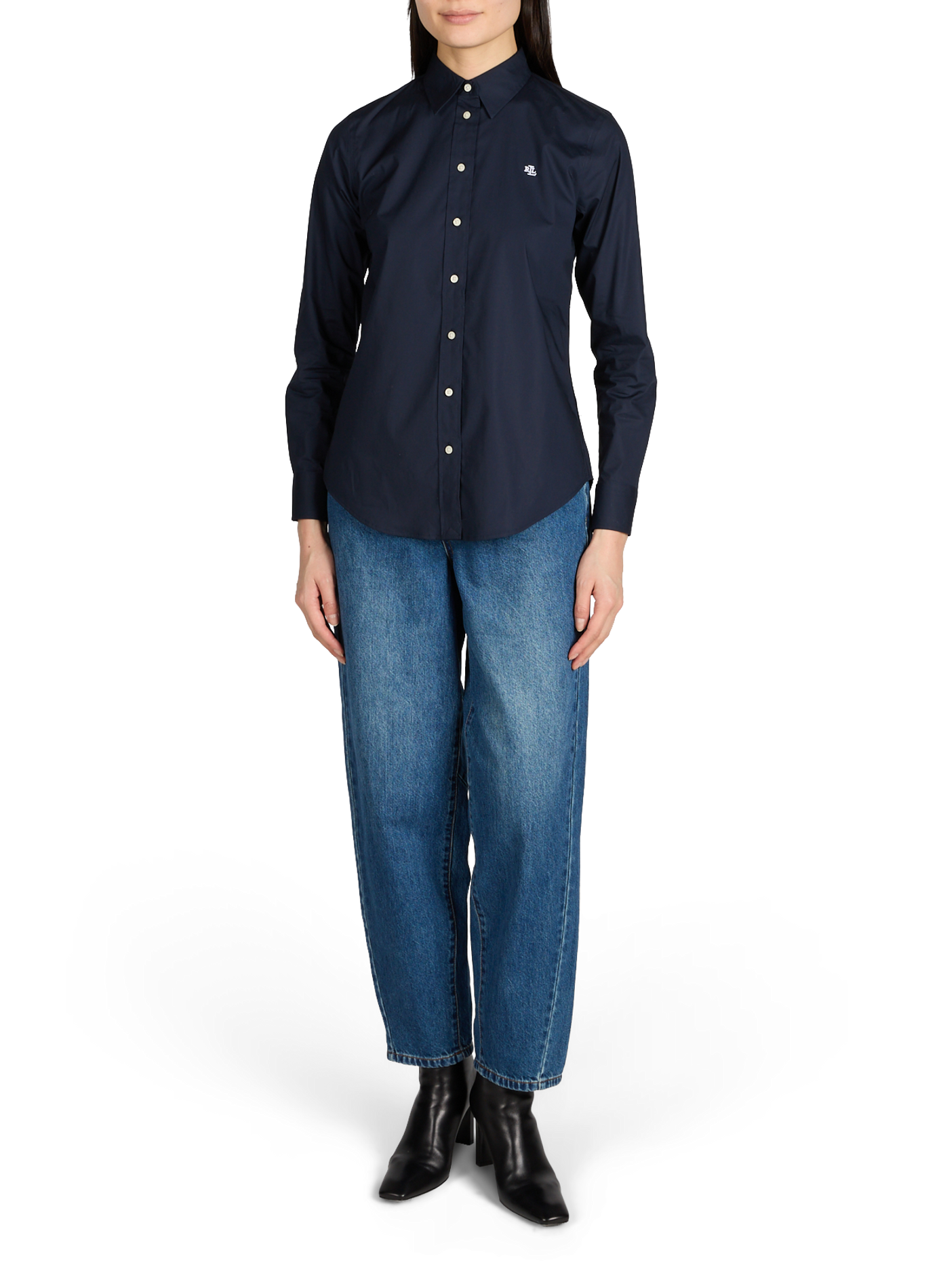 Fitted shirt with classic collar in cotton LAUREN Blue