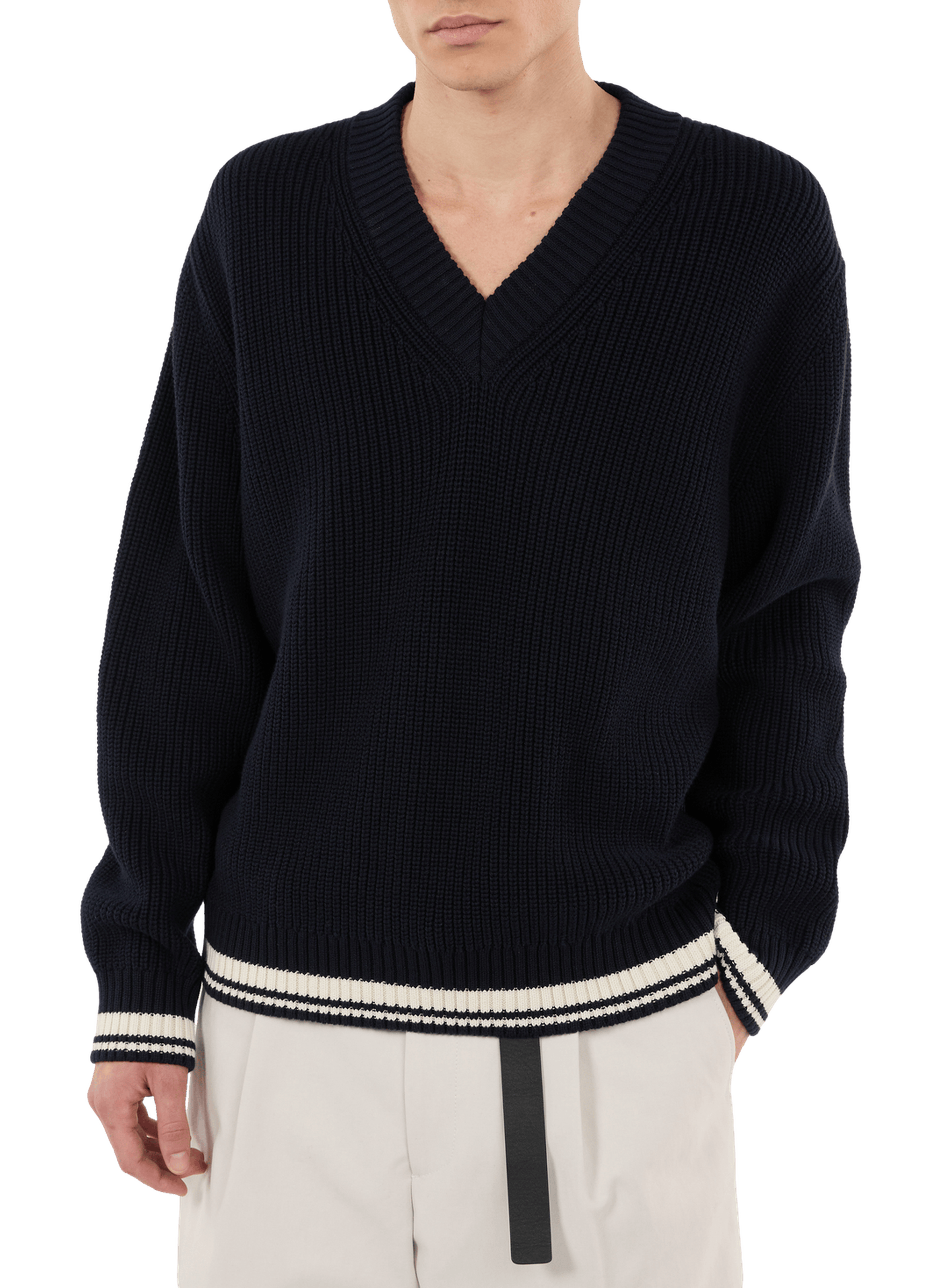 V-neck cotton sweater SAISON 1865 Blue