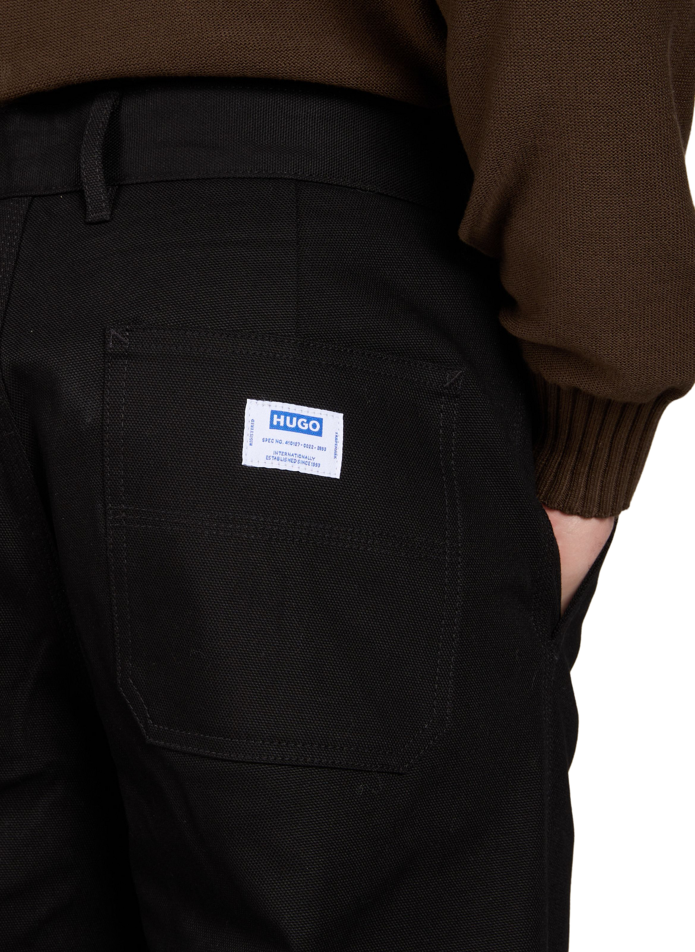 Straight cotton trousers HUGO BLUE Black