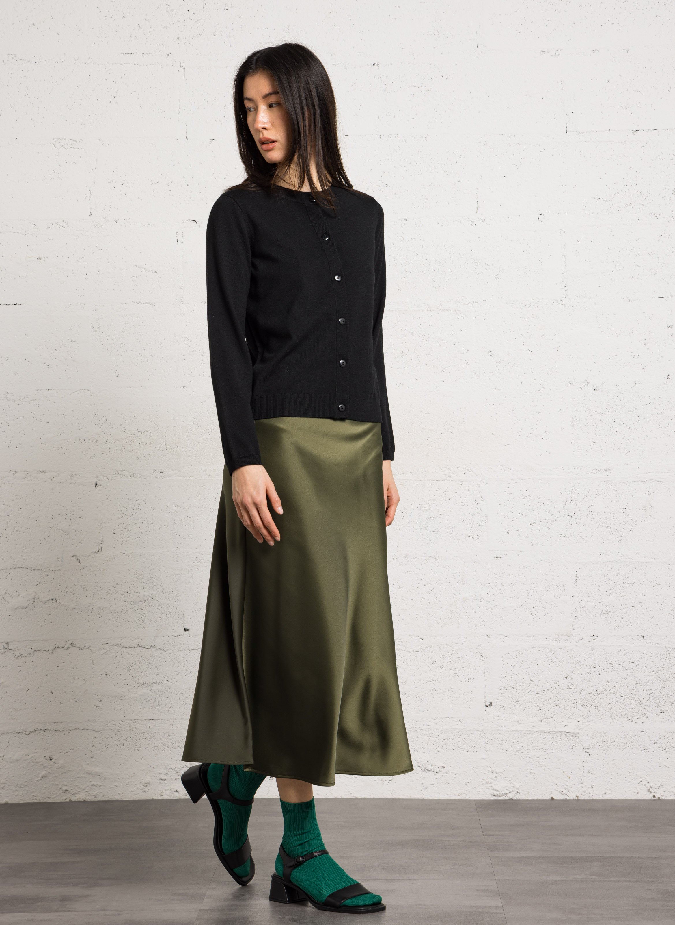 Gilet droit col rond en maille mélangée payton MAISON 123 Noir