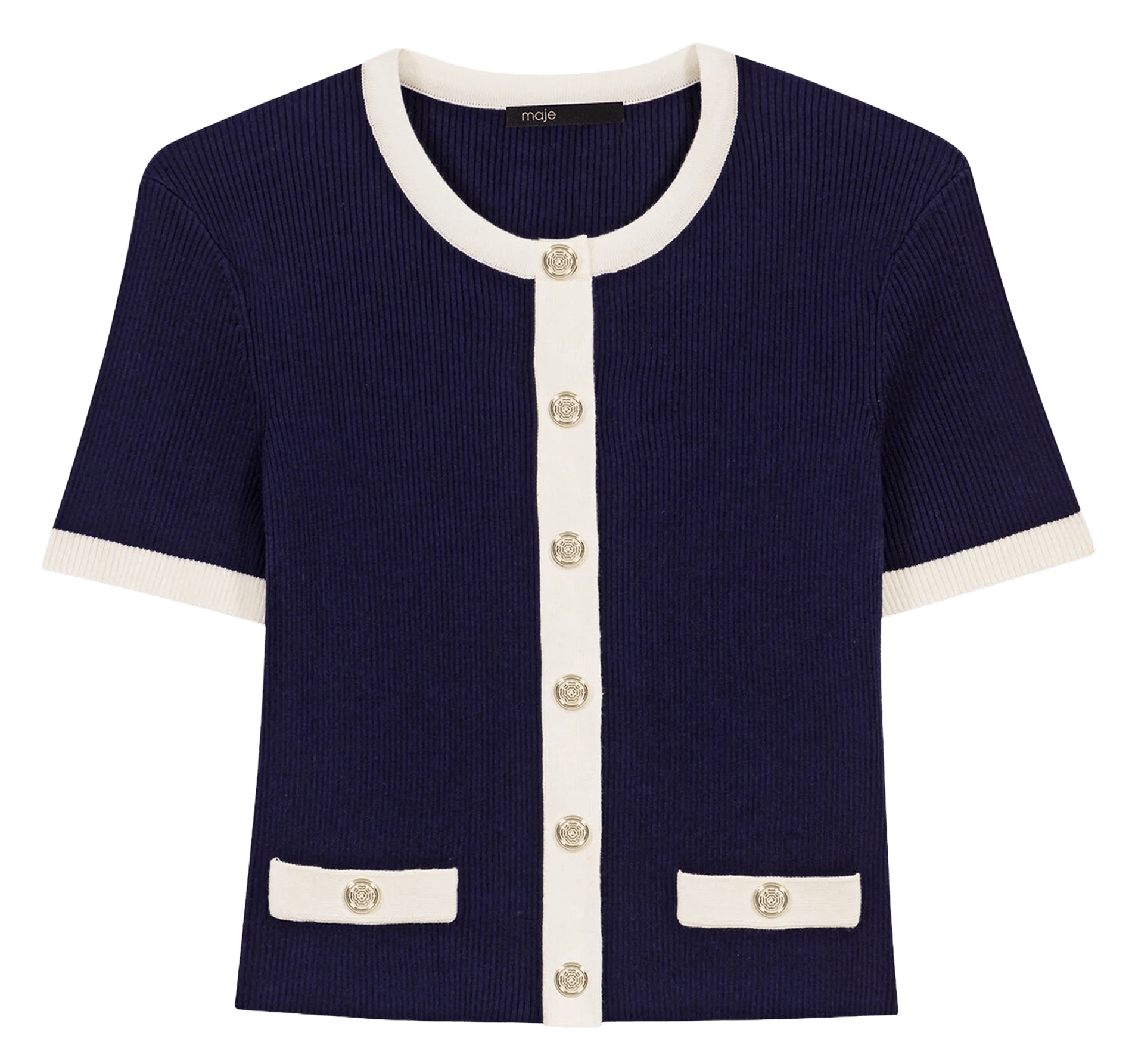 Gilet droit col rond MAJE Bleu