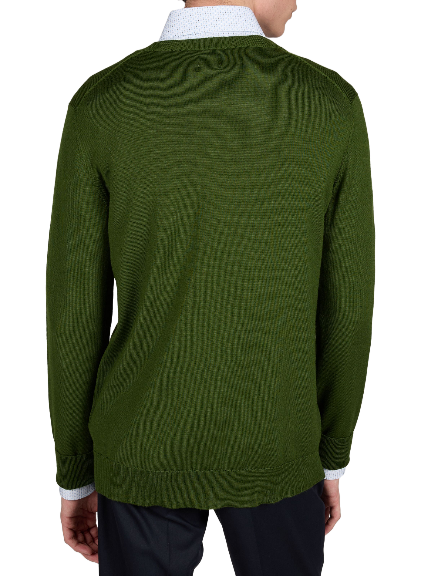 Pull col V en laine mérinos AU PRINTEMPS PARIS Vert