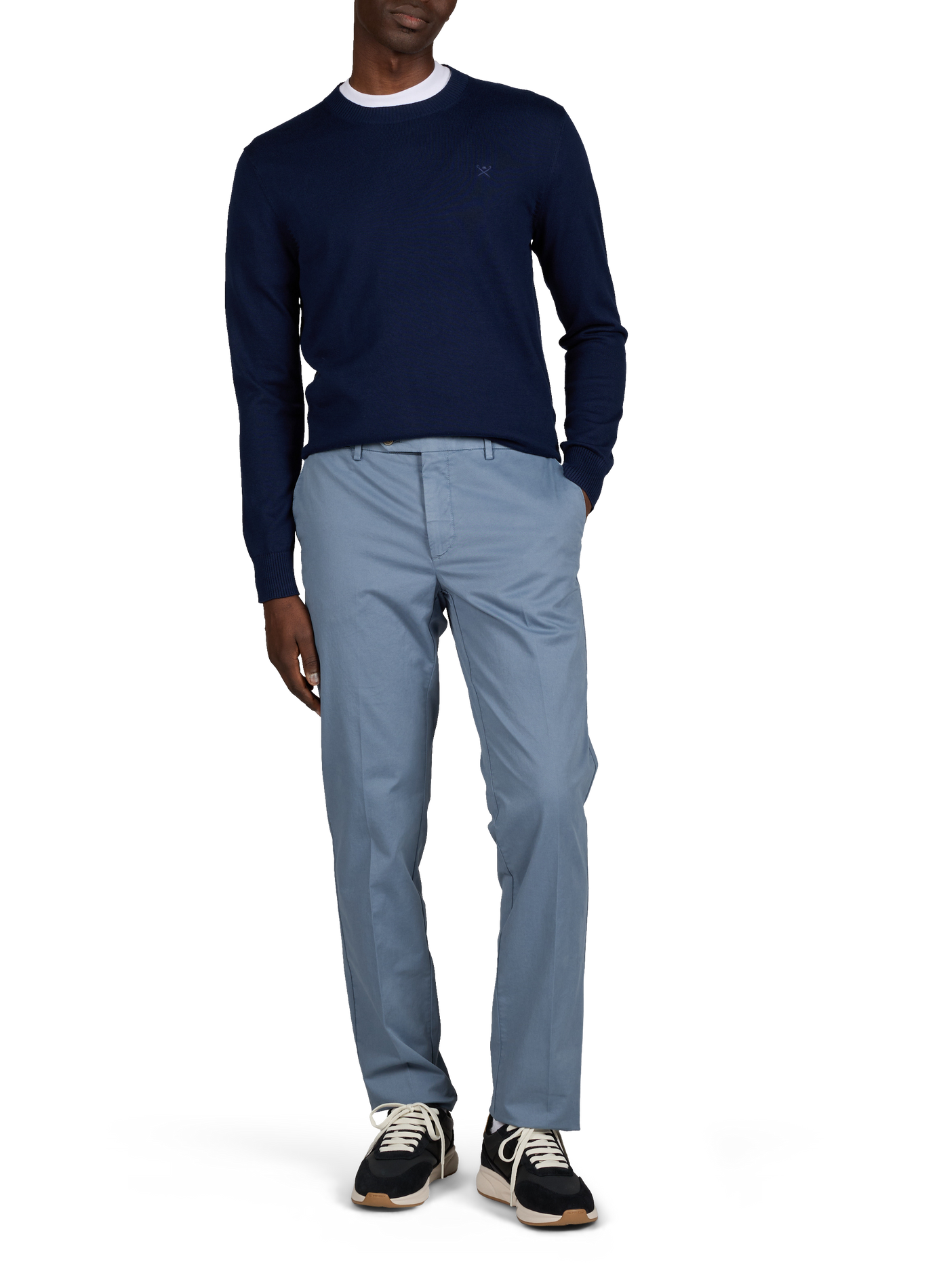 Pull droit à col rond en coton HACKETT Bleu