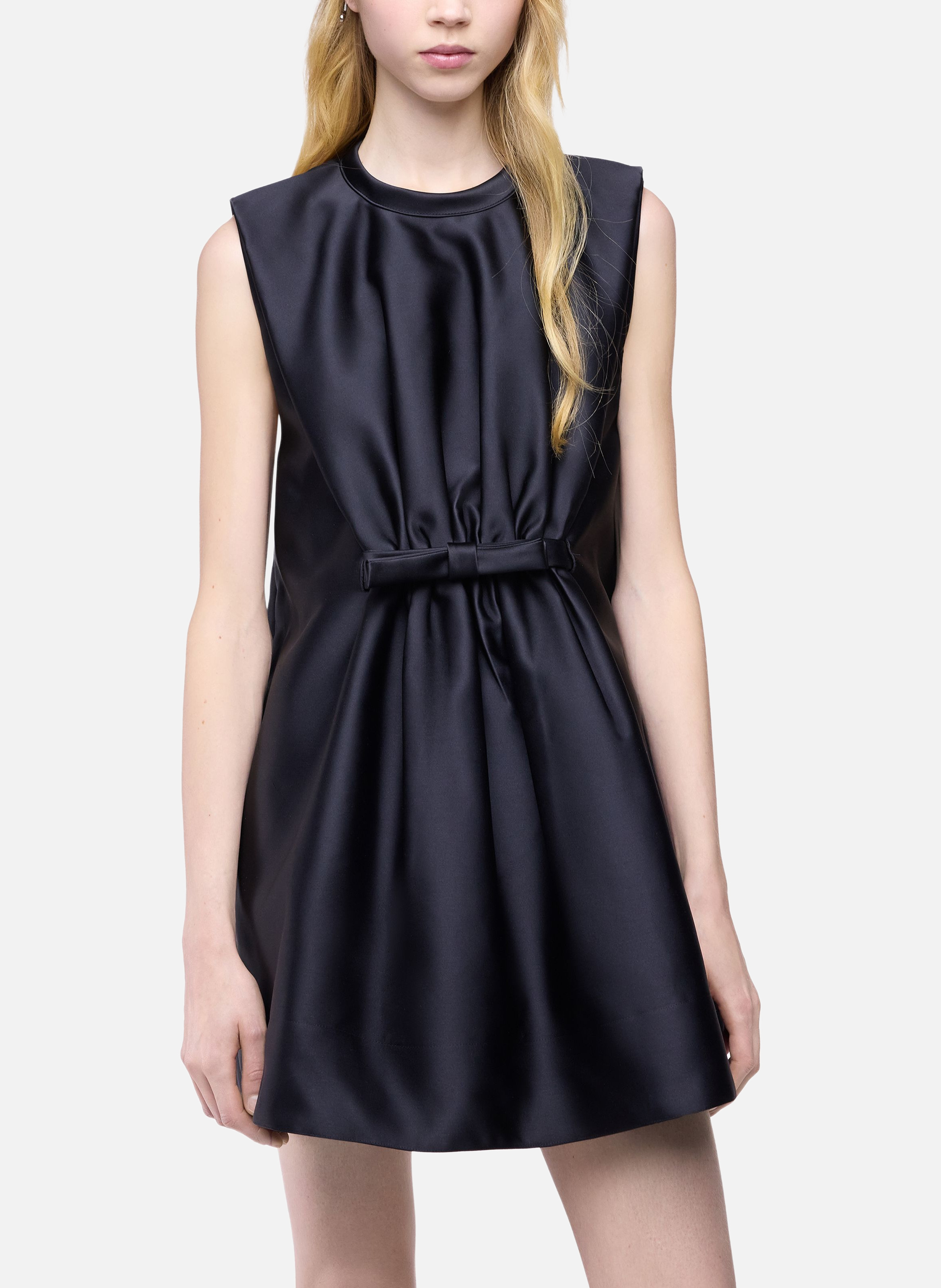 Robe mini ajustée en satin avec détail nœud RABANNE Noir