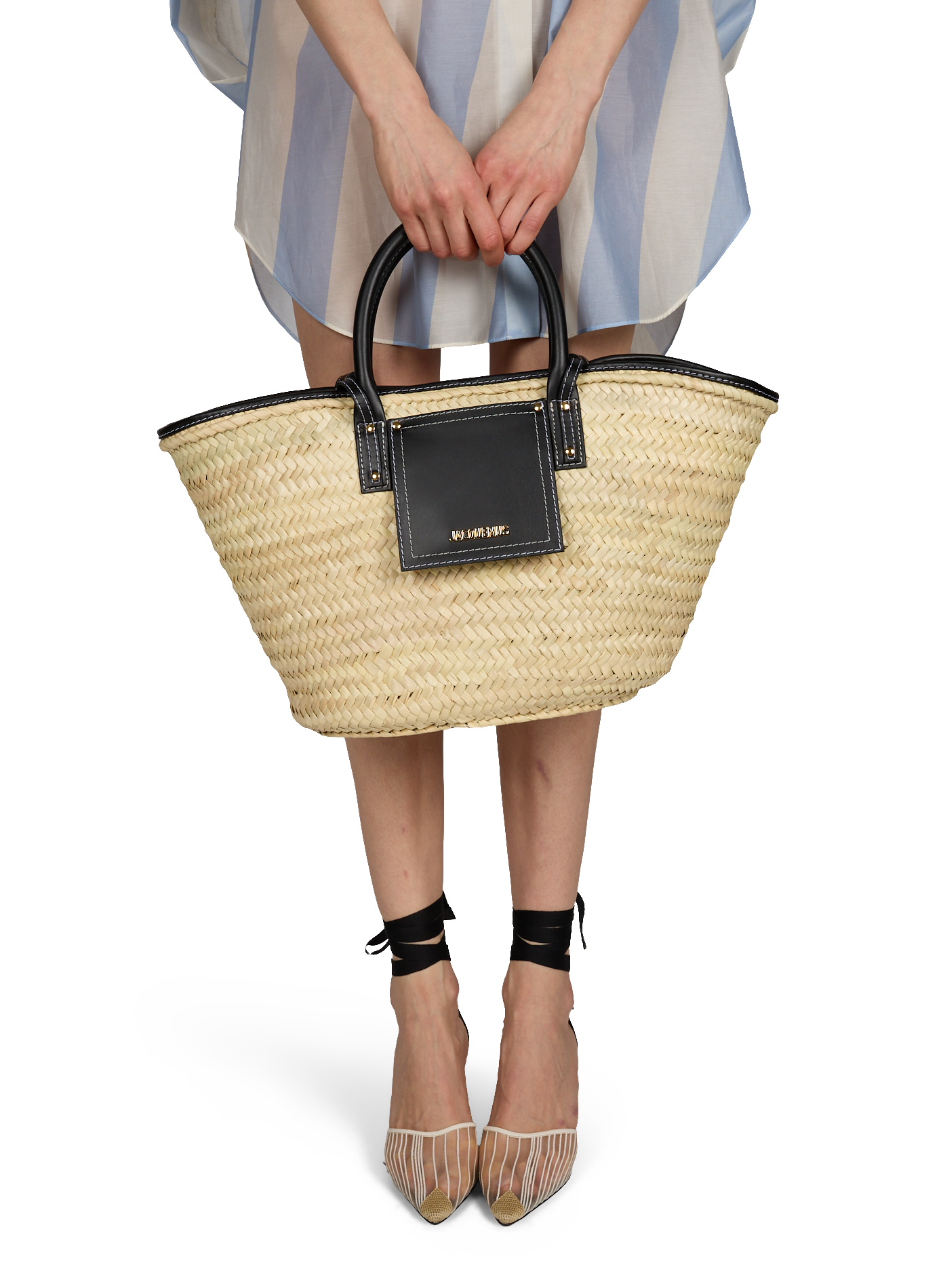 Le Panier Soli en cuir et coton JACQUEMUS Noir