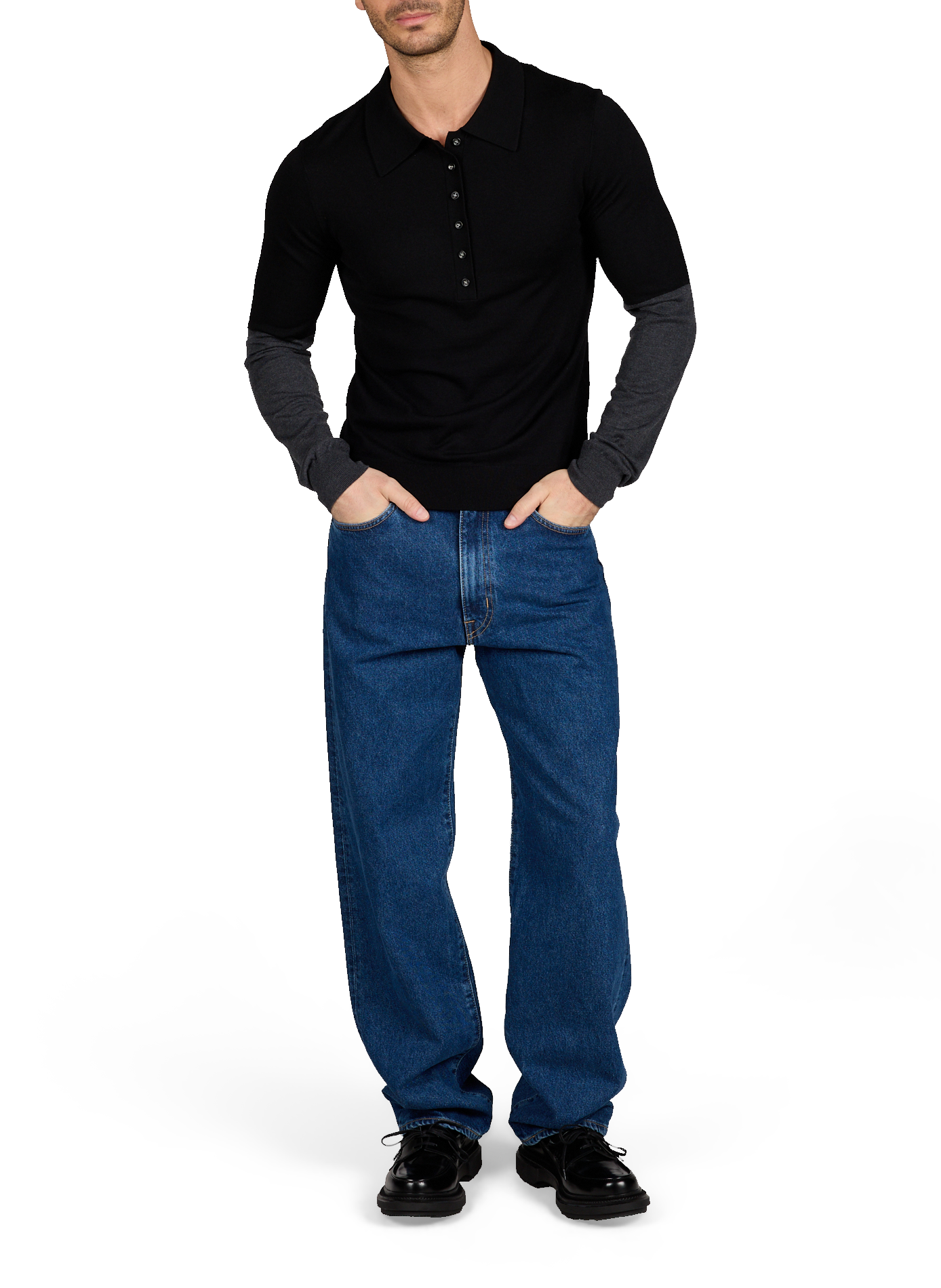 Rechte katoenen jeans met effen kleur. EDWIN Blauw