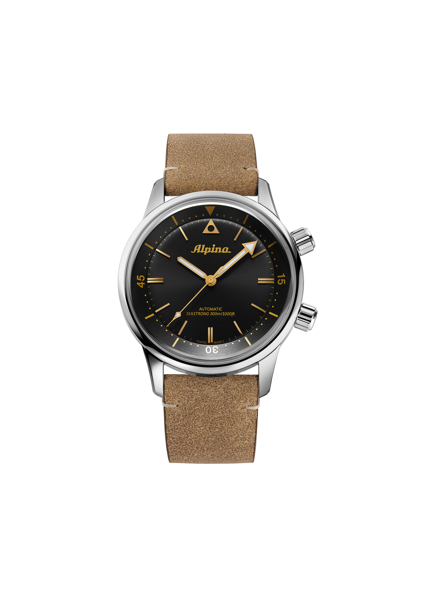 Montre automatique Diver 300 Heritage en cuir de crocodile ALPINA Noir