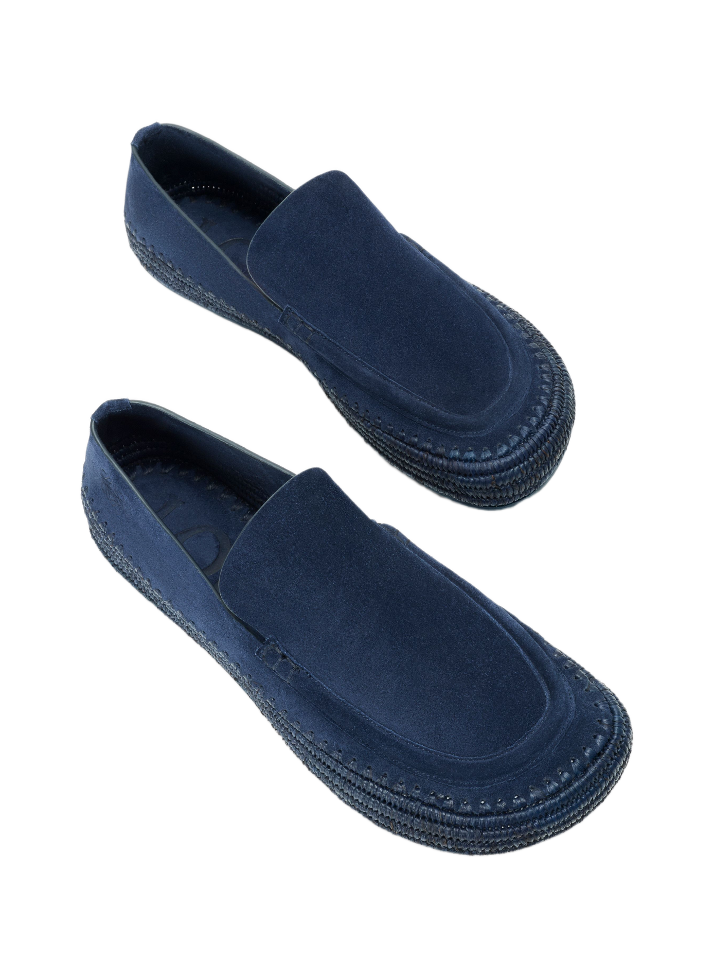 Rio suede and raffia moccasins LOEWE Blue