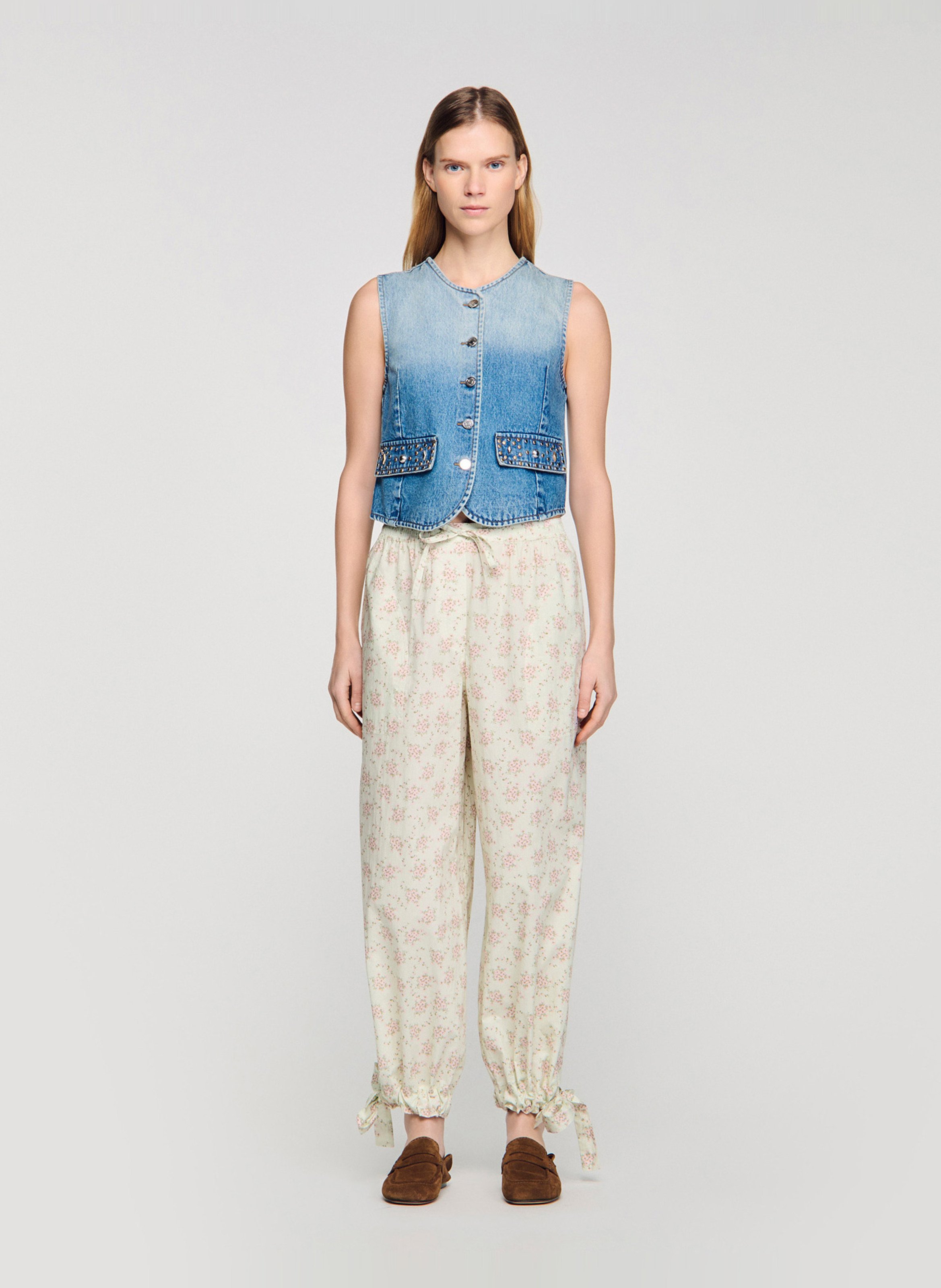 Pantalon large à imprimé floral SANDRO Rose