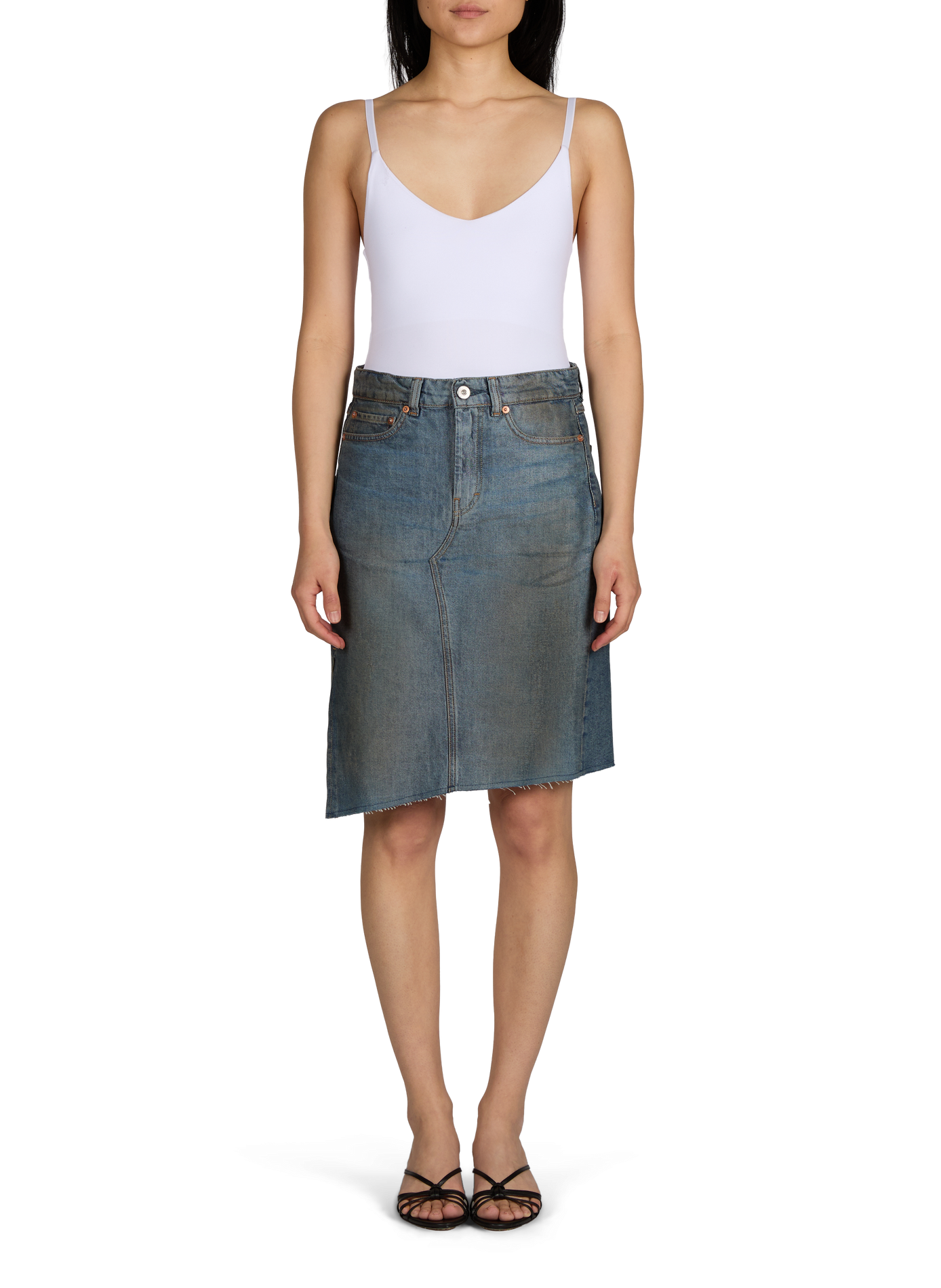 Gonna in denim asimmetrica in misto cotone OUR LEGACY Blu