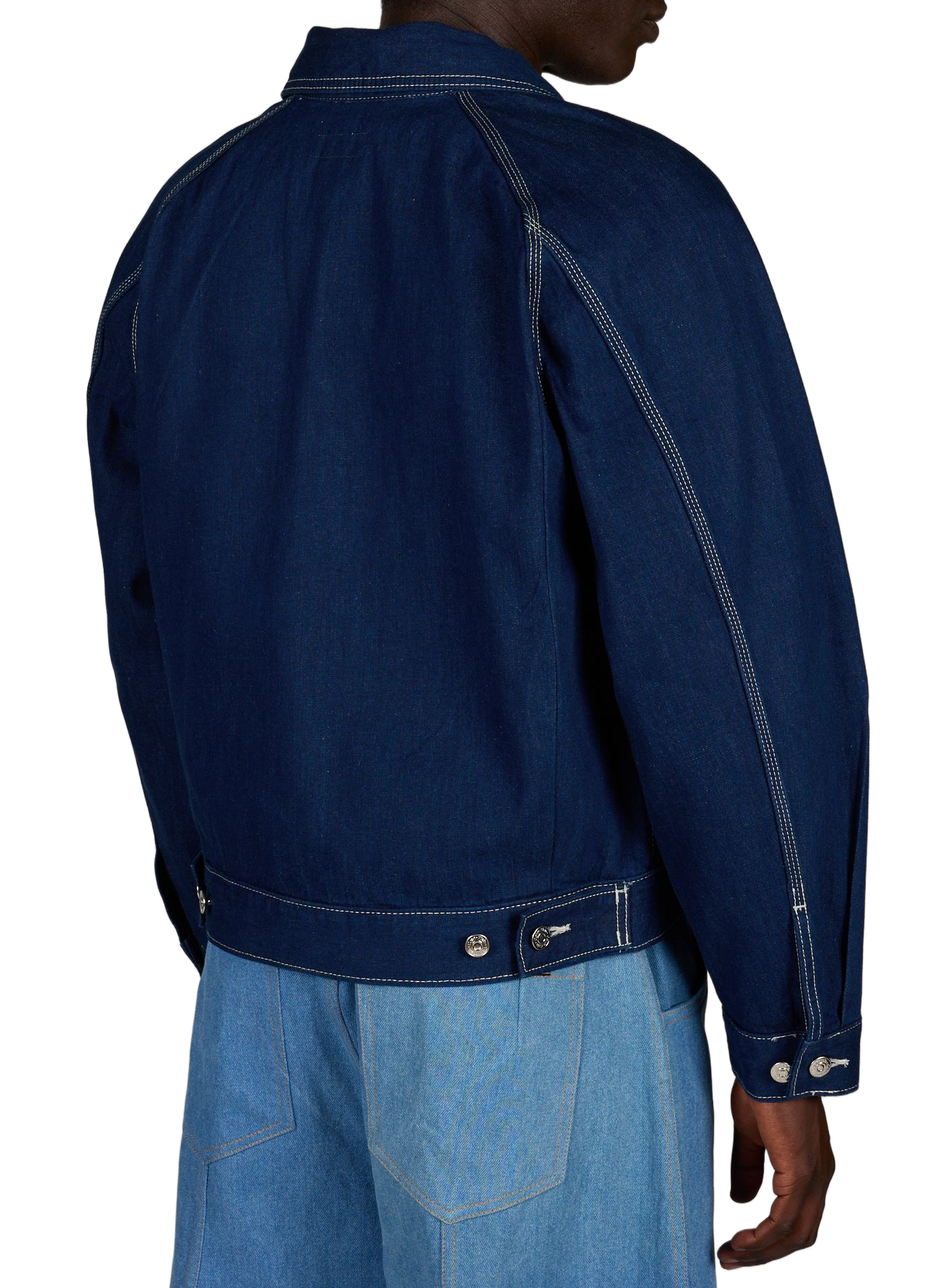 Jacket with contrasting topstitching in mixed cotton. CALVIN KLEIN Blue