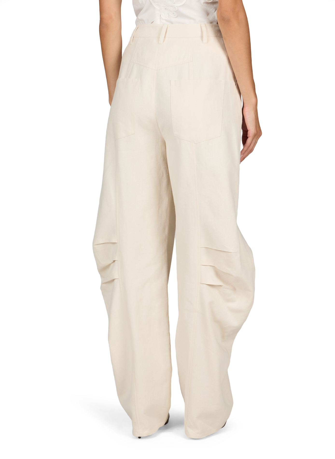 Tapered linen and cotton tailored trousers ROTATE Beige