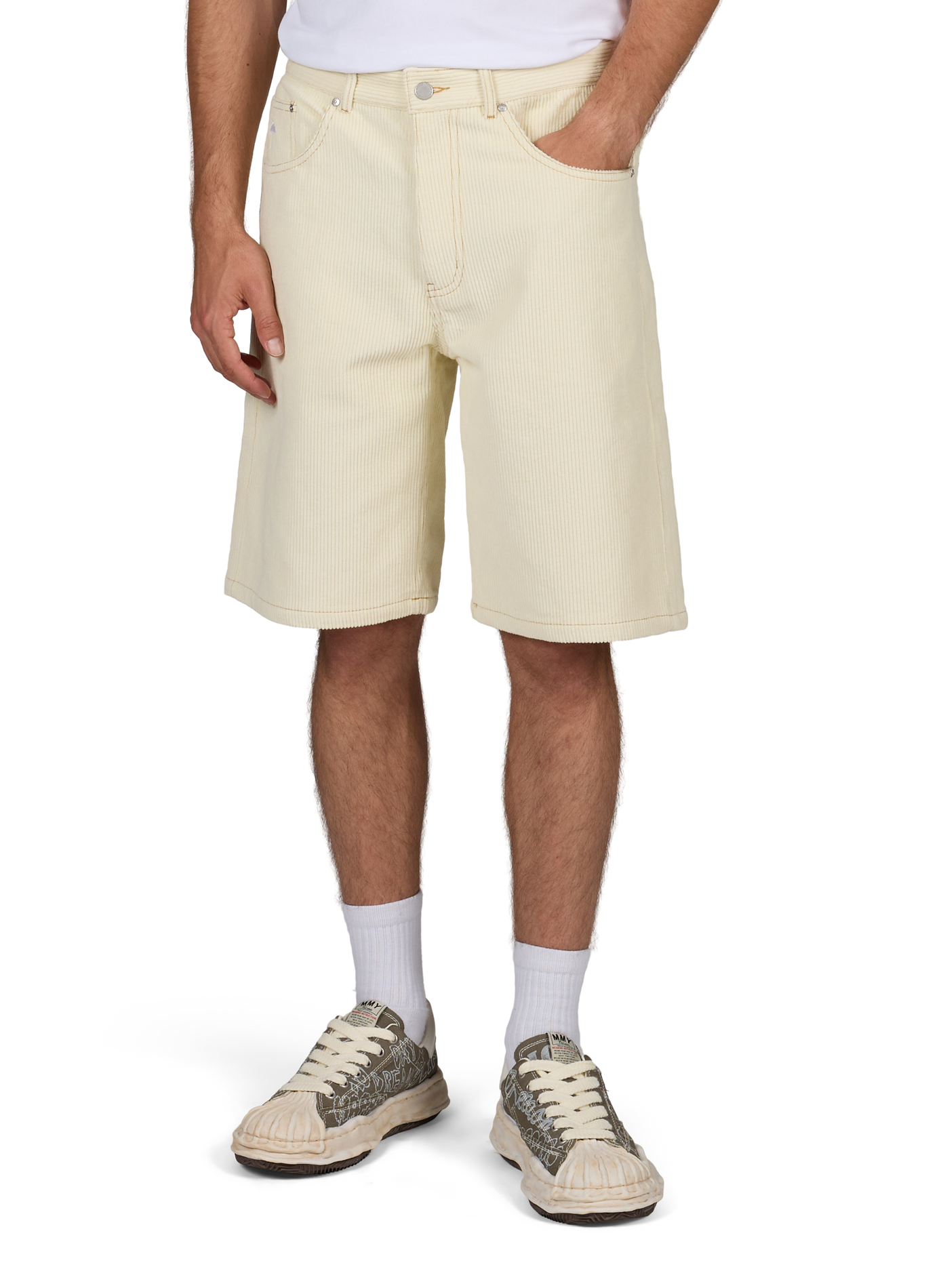 Short mi-long en velours côtelé HELAS CAPS Blanc