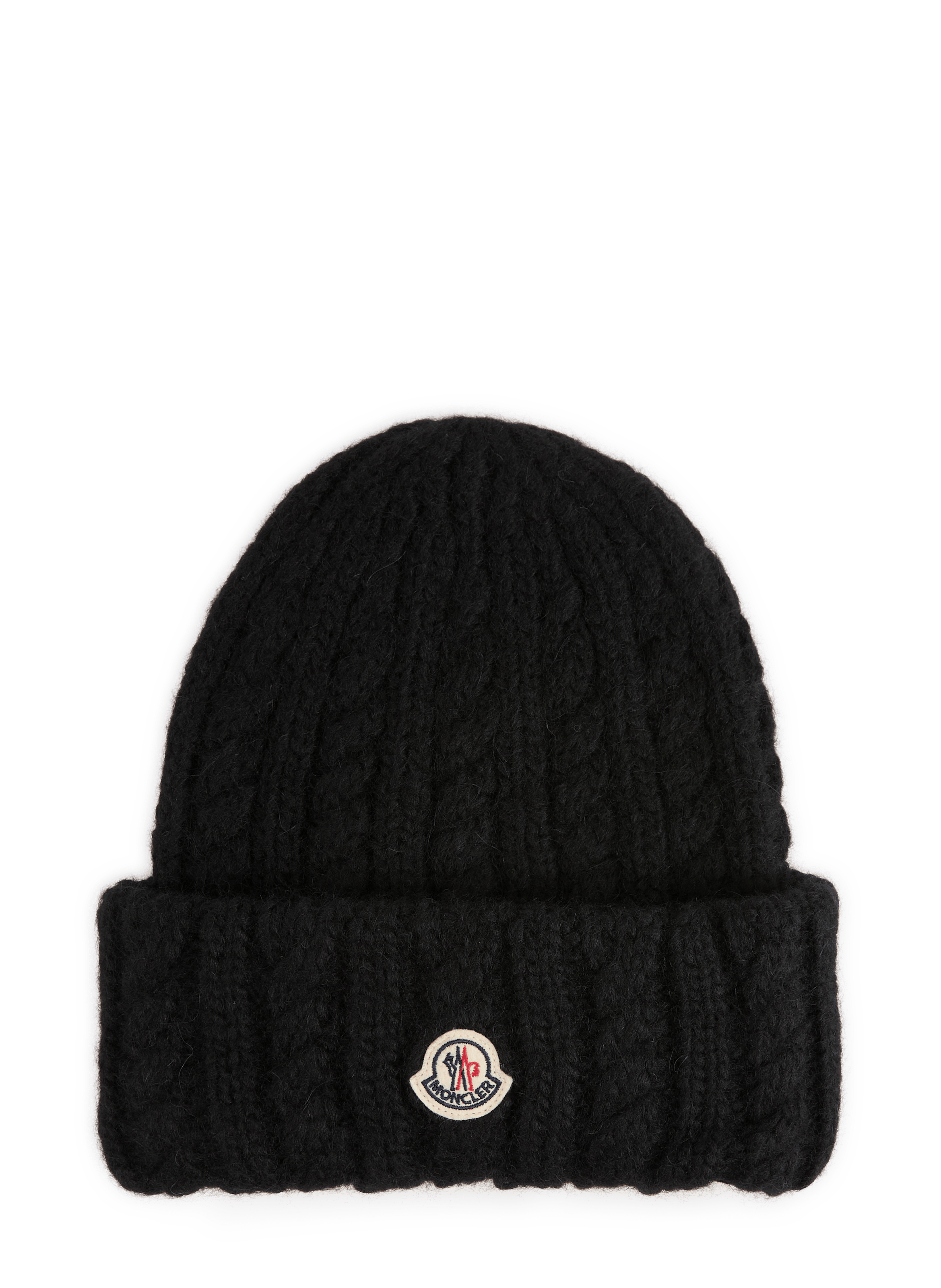 Bonnet uni en maille torsadée MONCLER Noir
