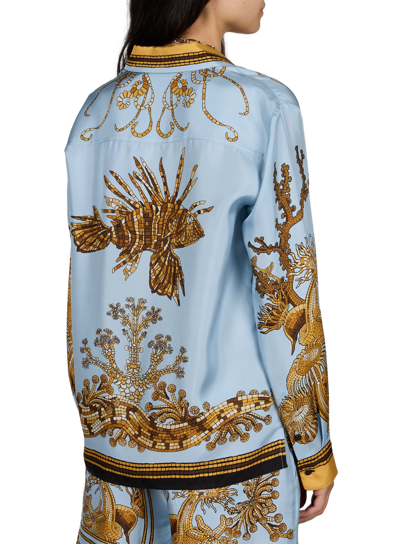 Gerade Seidenhemd mit Print LA DOUBLEJ Blau