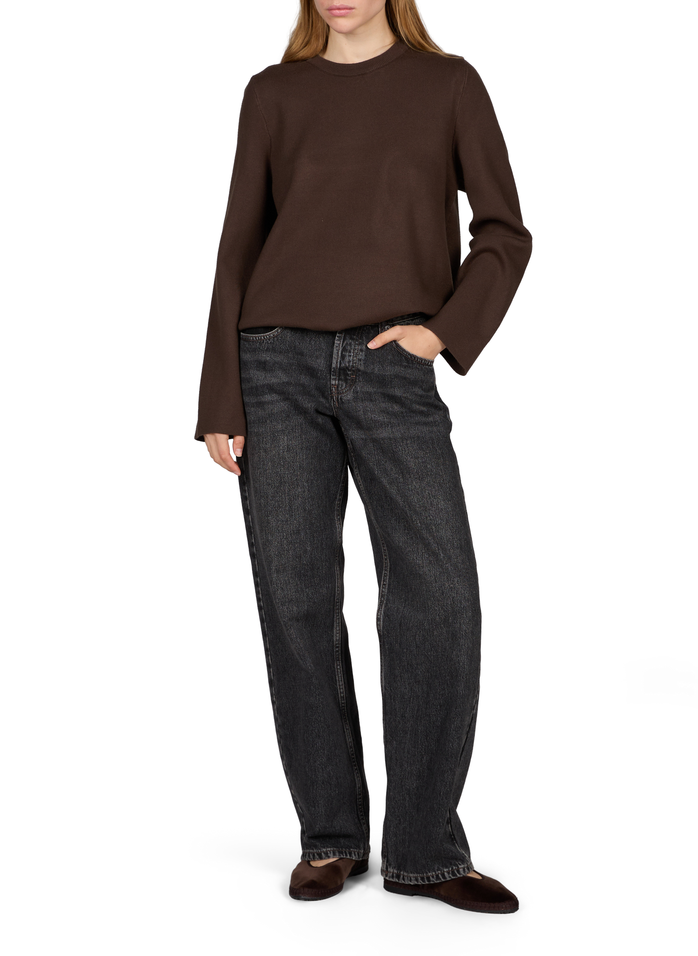 Rundhalsausschnitt Pullover mit langen Ärmeln MSCH Braun