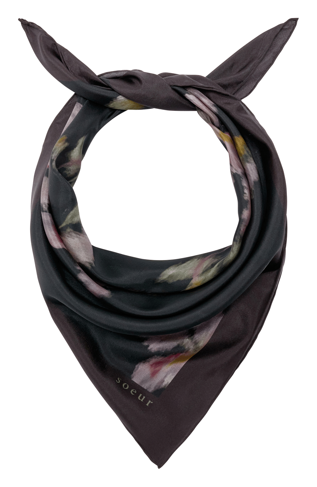 Foulard en soie imprimé capucine SOEUR Gris
