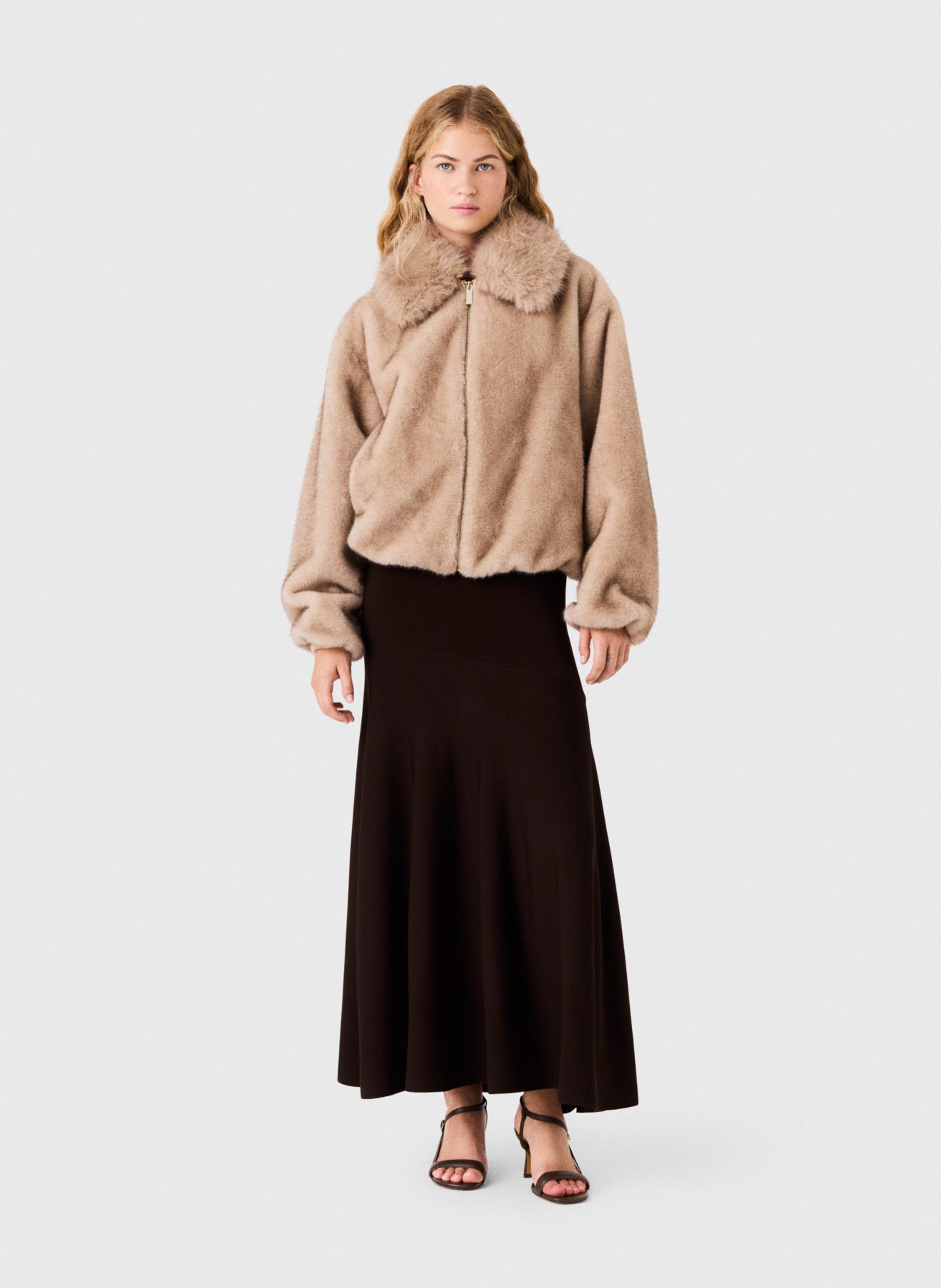 Veste oversize effet fourrure MAJE Beige