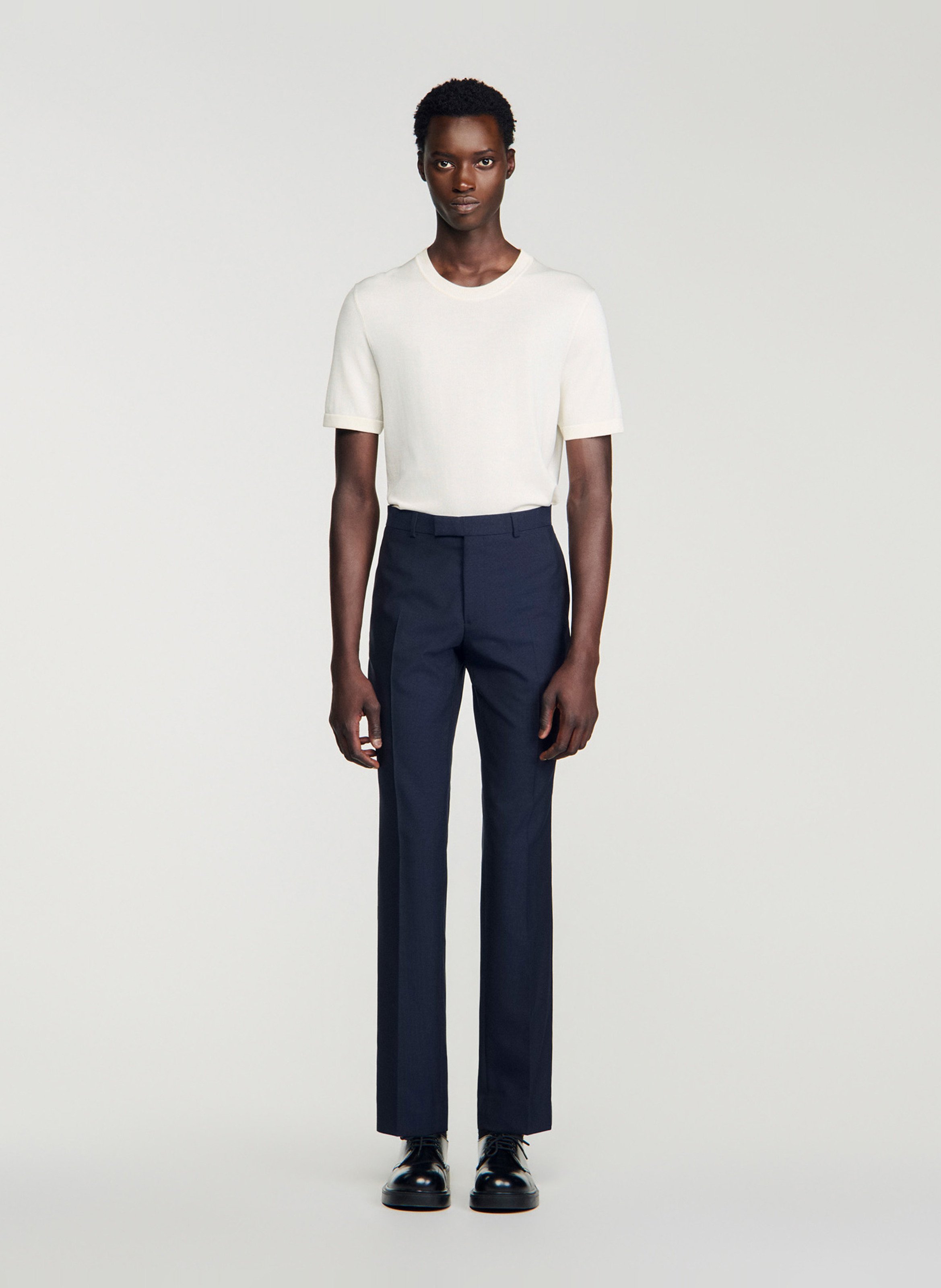 Pantalon de costume en laine SANDRO Bleu