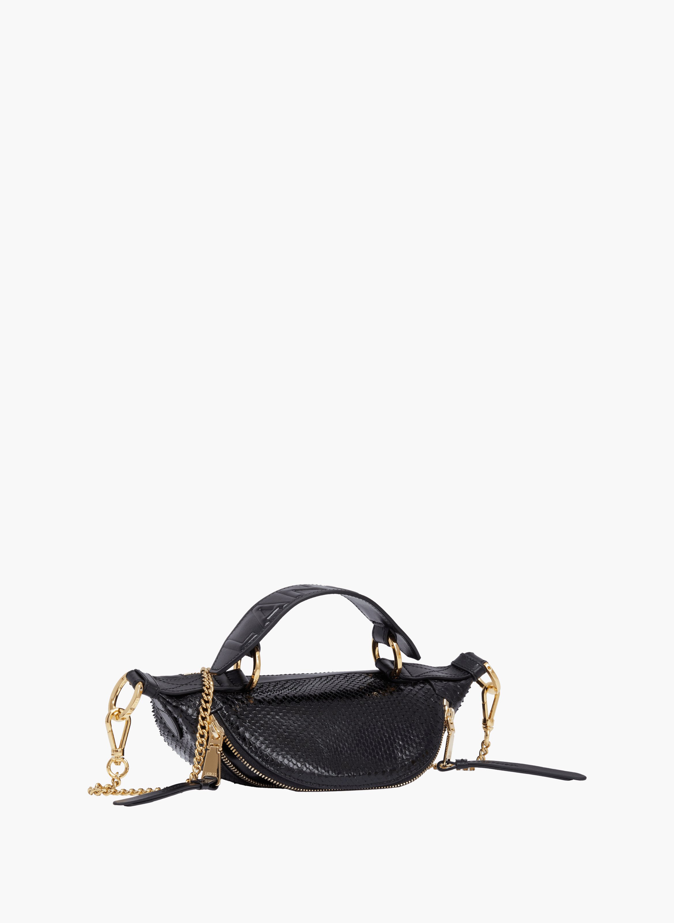 Sac porte croise origami de lancel en python & cuir de vachette lisse LANCEL Noir