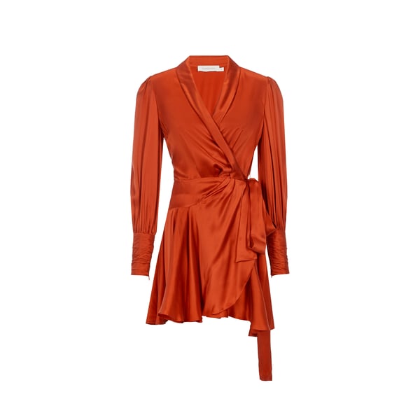 Robe courte portefeuille en soie