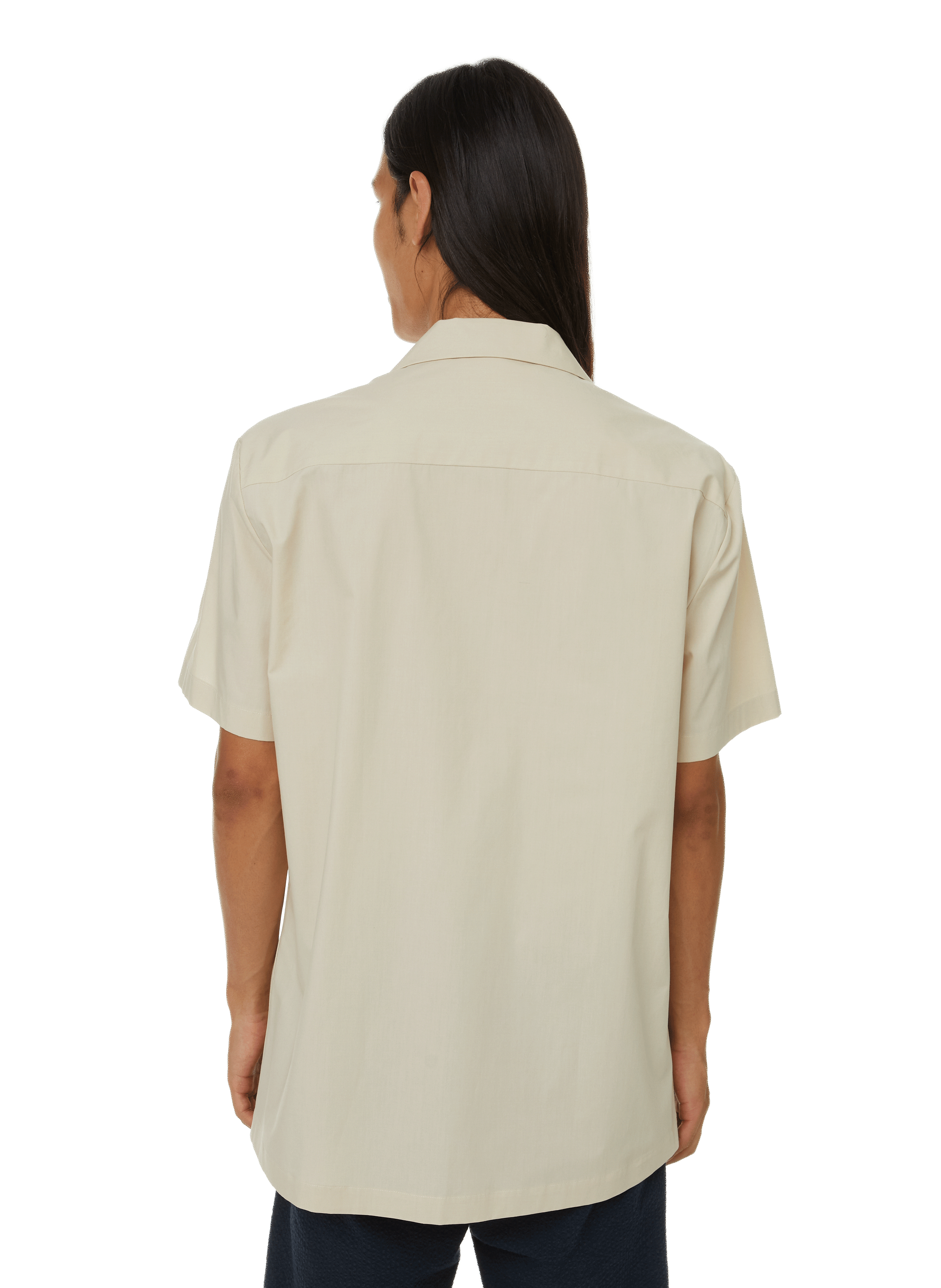 Short-sleeved organic cotton shirt SELECTED Beige