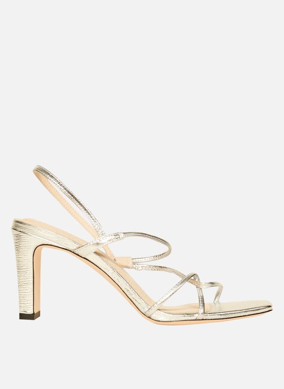 Sandales hautes en cuir métallisé faye | Argent