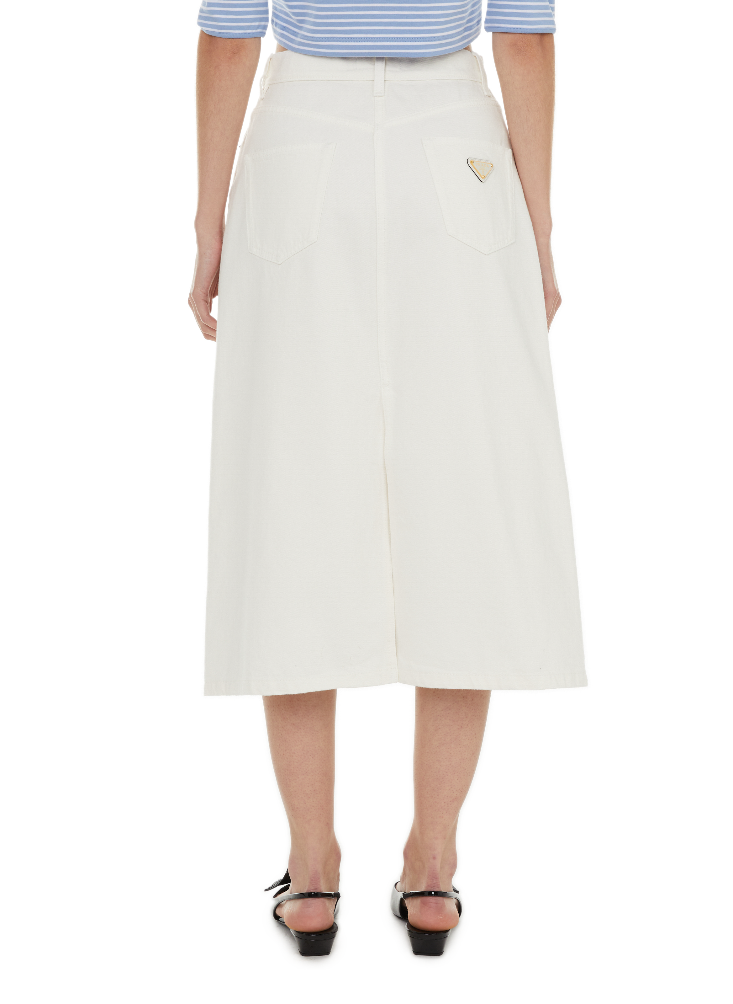 Jupe midi en jean PRADA Blanc