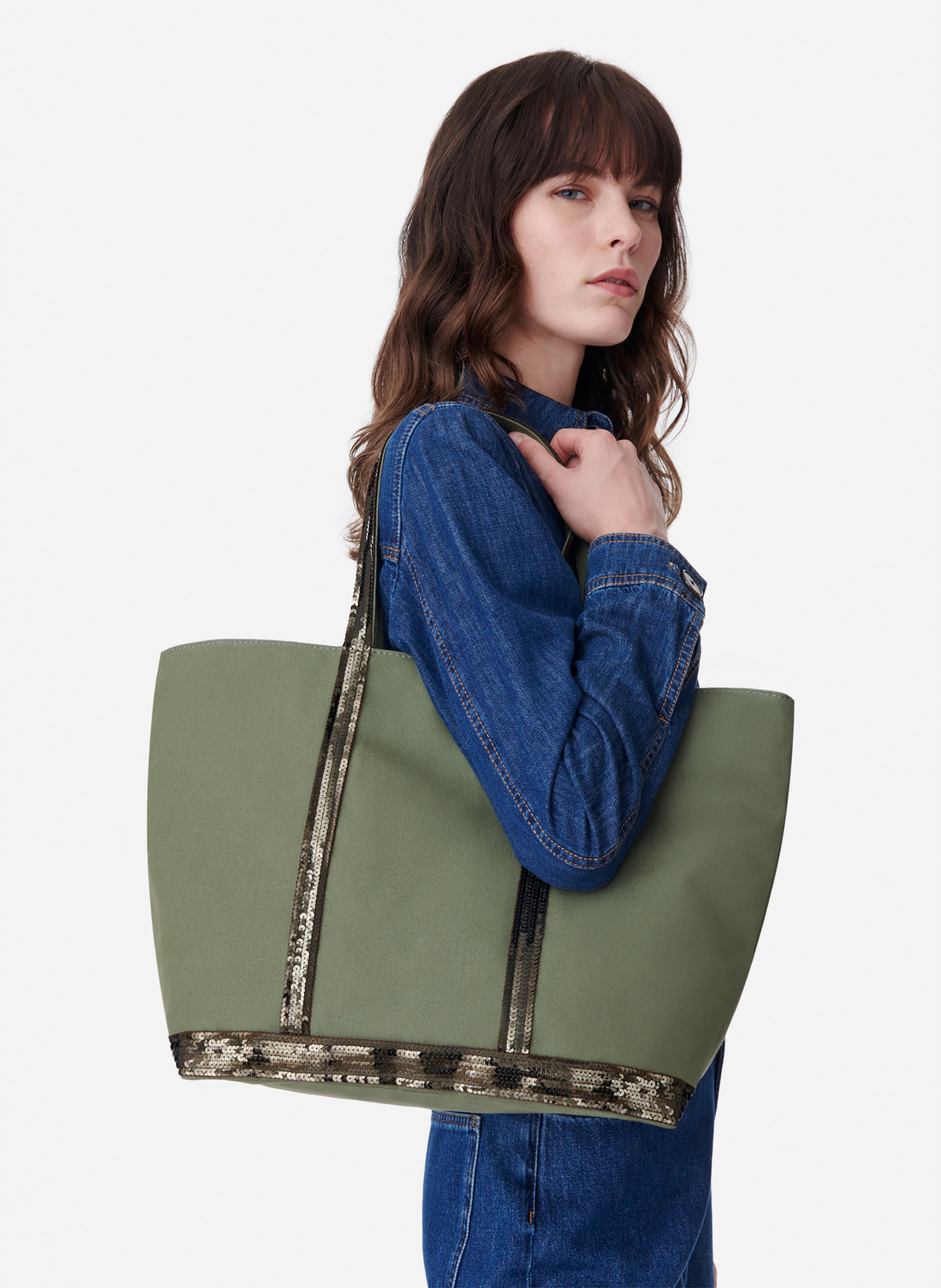 Cabas l zippé en toile VANESSA BRUNO Vert