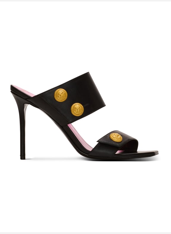 Mules à talons eva en cuir de veau Noir by BALMAIN BALMAIN Mules à talons eva en cuir de veau Noir