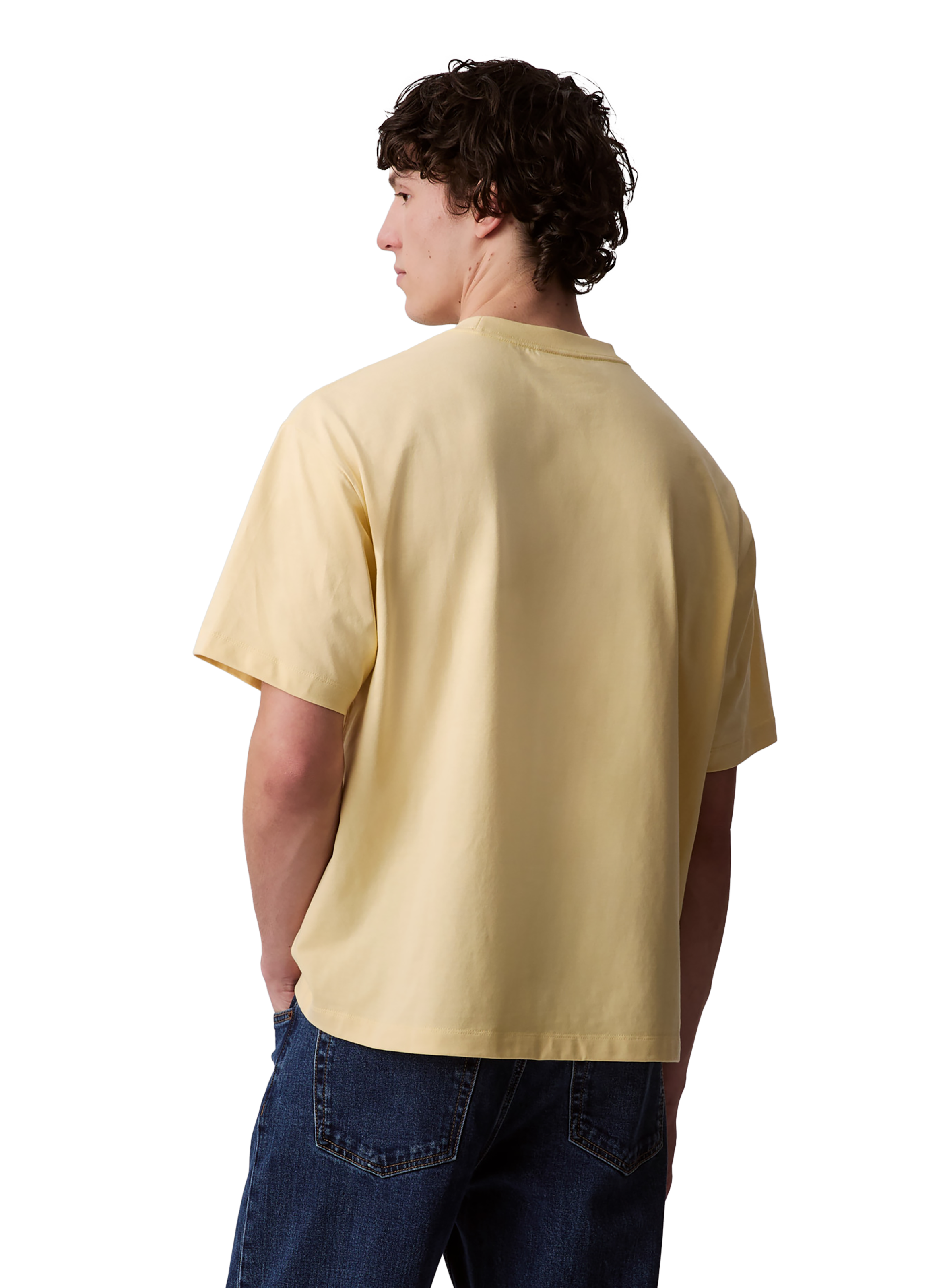T-shirt col rond en coton CALVIN KLEIN Jaune