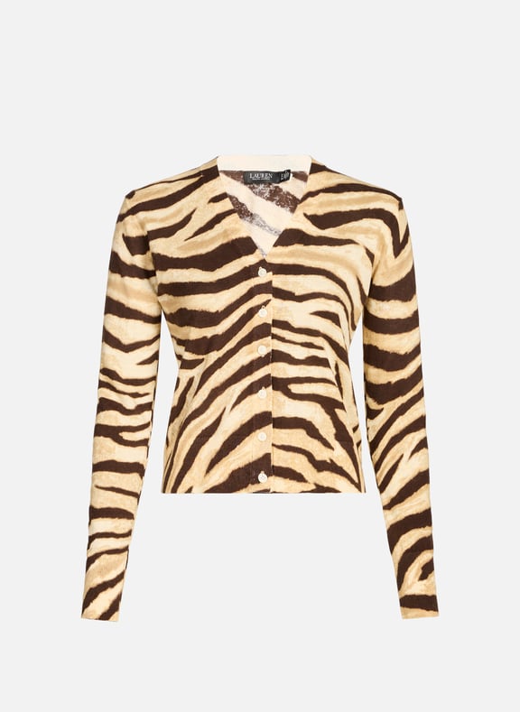 Cardigan à imprimé animalier Beige by LAUREN LAUREN Cardigan à imprimé animalier Beige