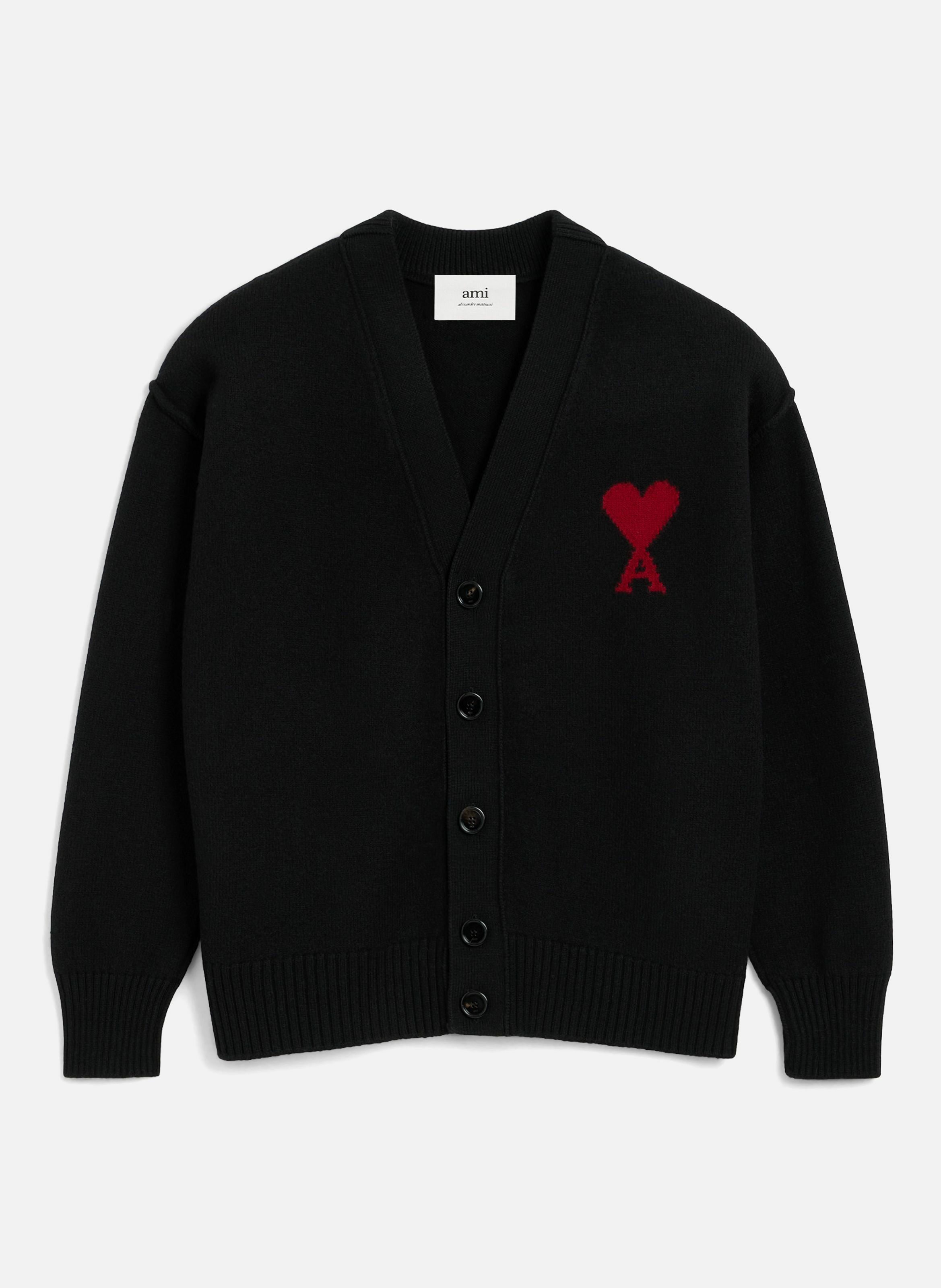 Cardigan ami de coeur en laine unisexe AMI PARIS Noir