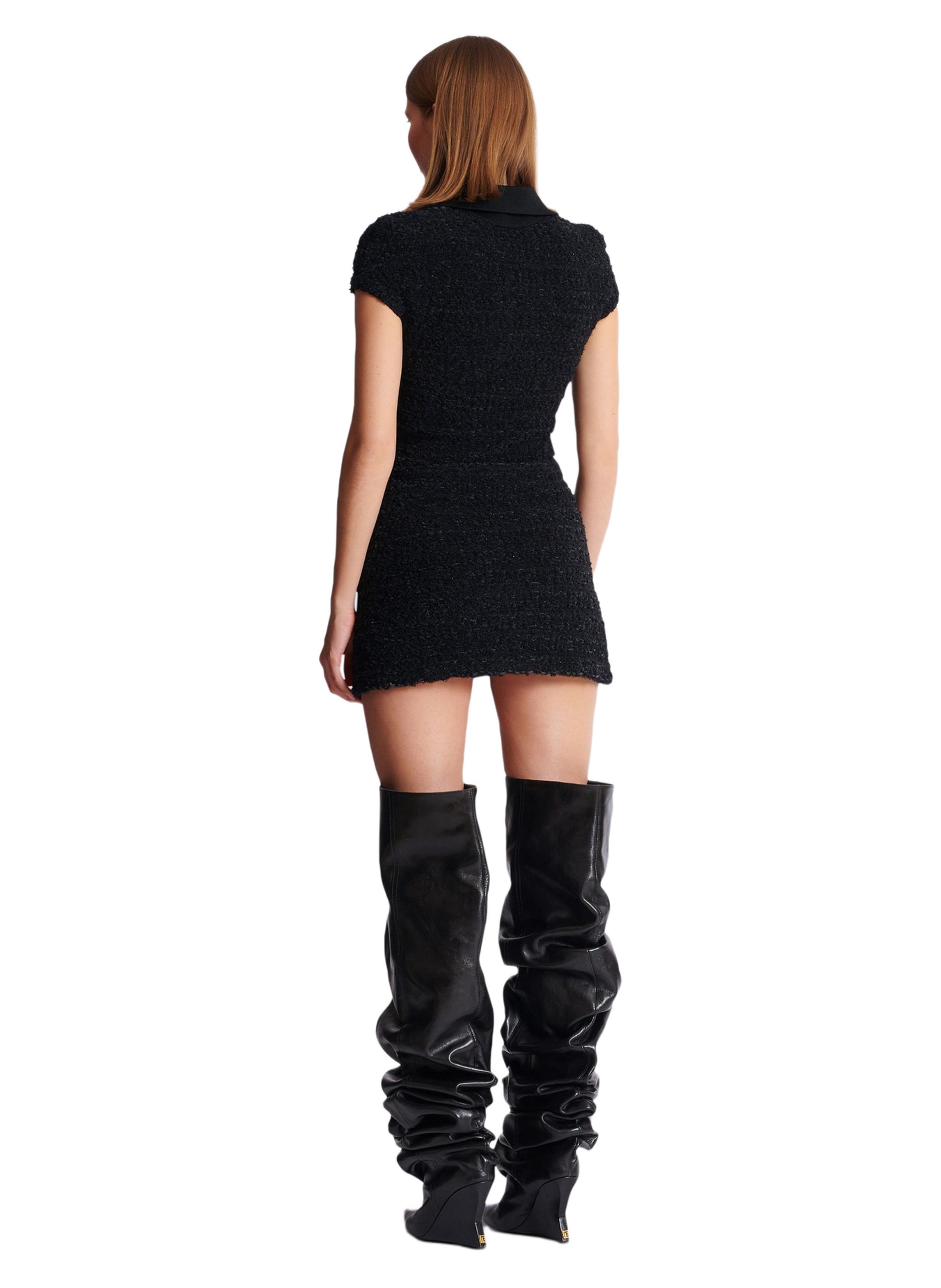 Jupe courte en tweed avec zip BALMAIN Noir