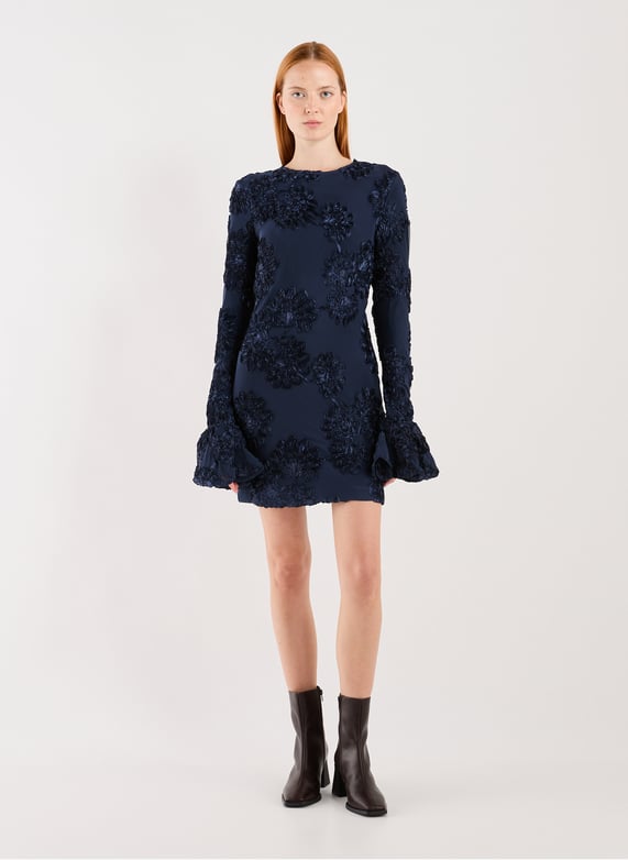 Robe courte en maille 3D | Bleu by ROTATE Robe courte en maille 3D Bleu