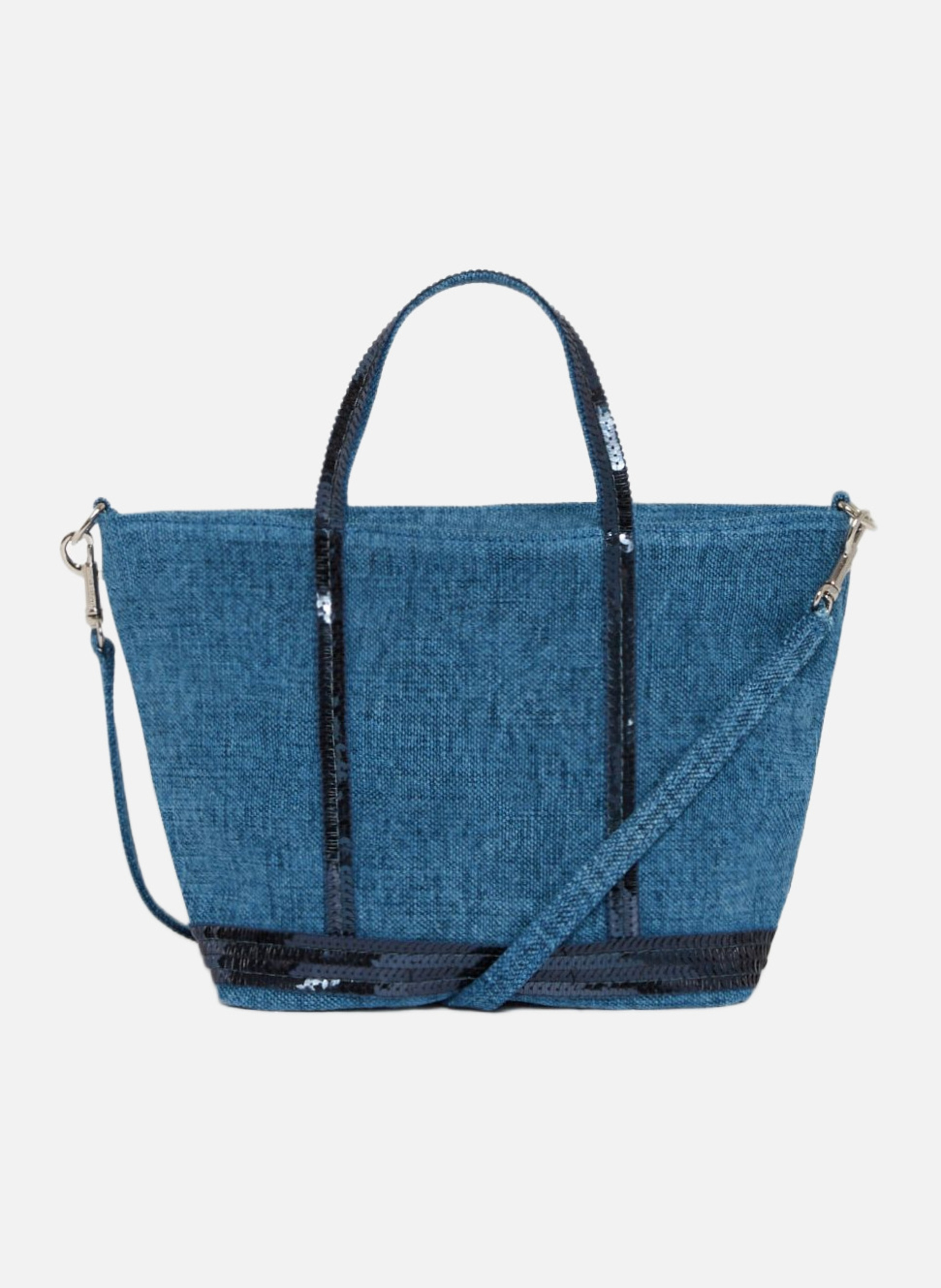 Cabas xs zippé en lin  Indigo