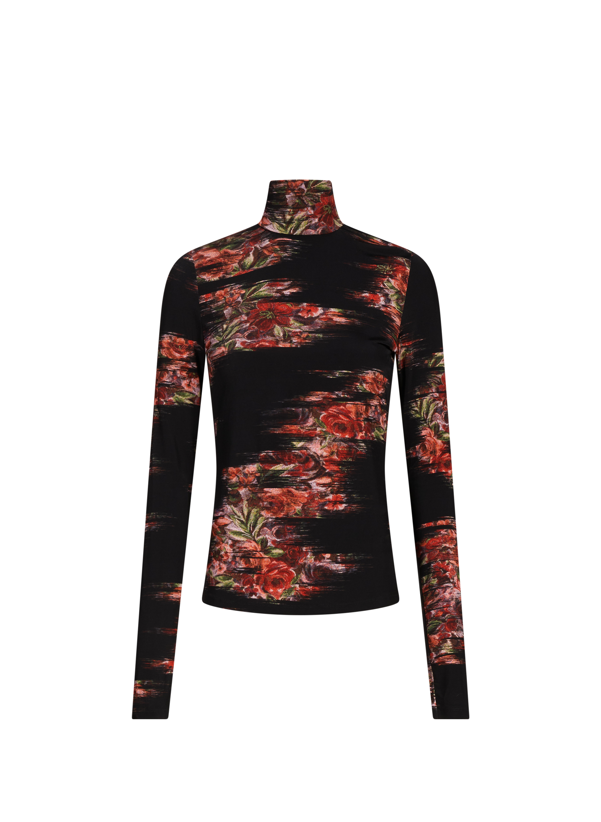 GANNI Top manches longues col roulé à fleurs Multicolore