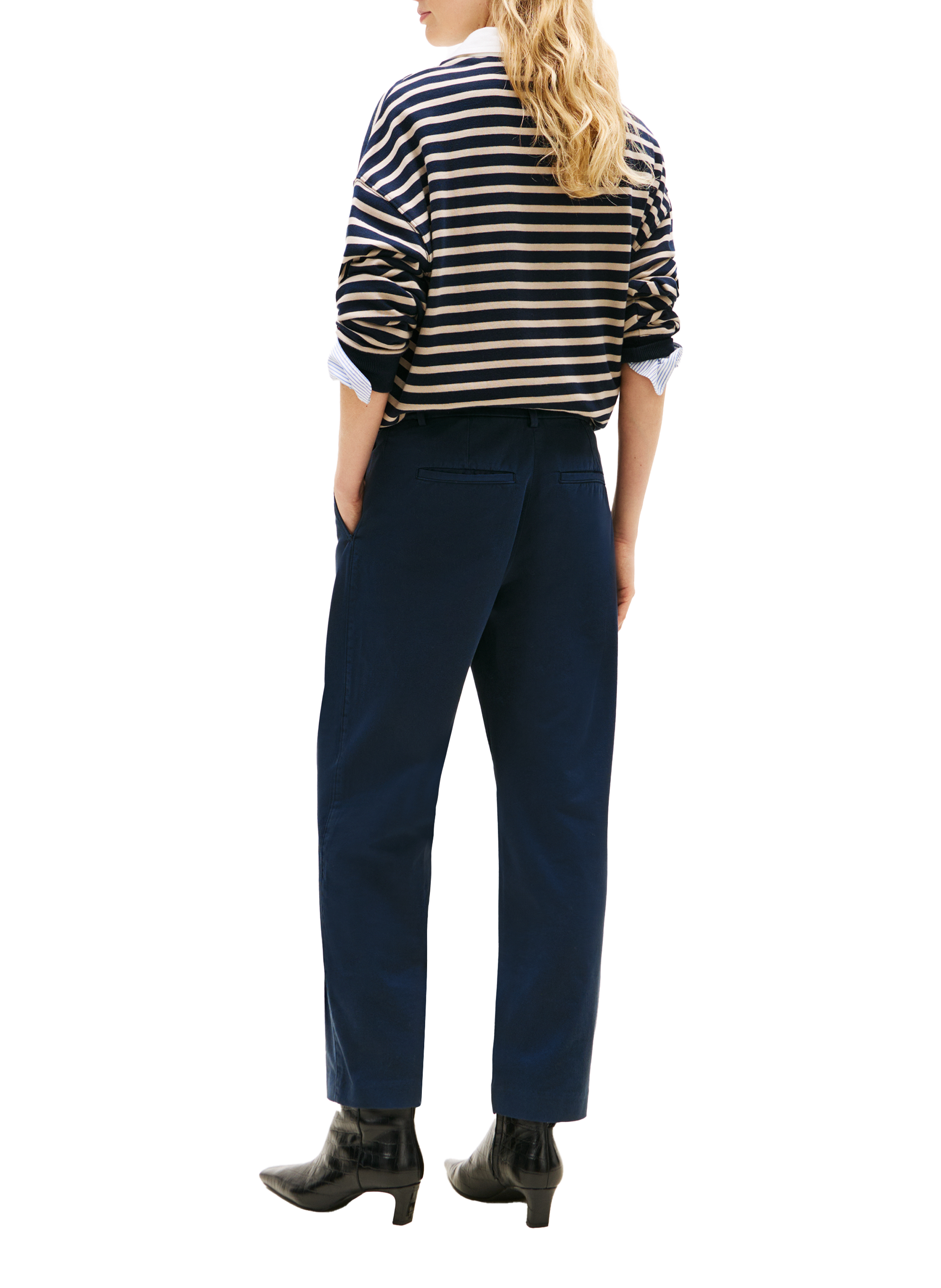 Pantalon droit en coton  TOMMY HILFIGER Bleu