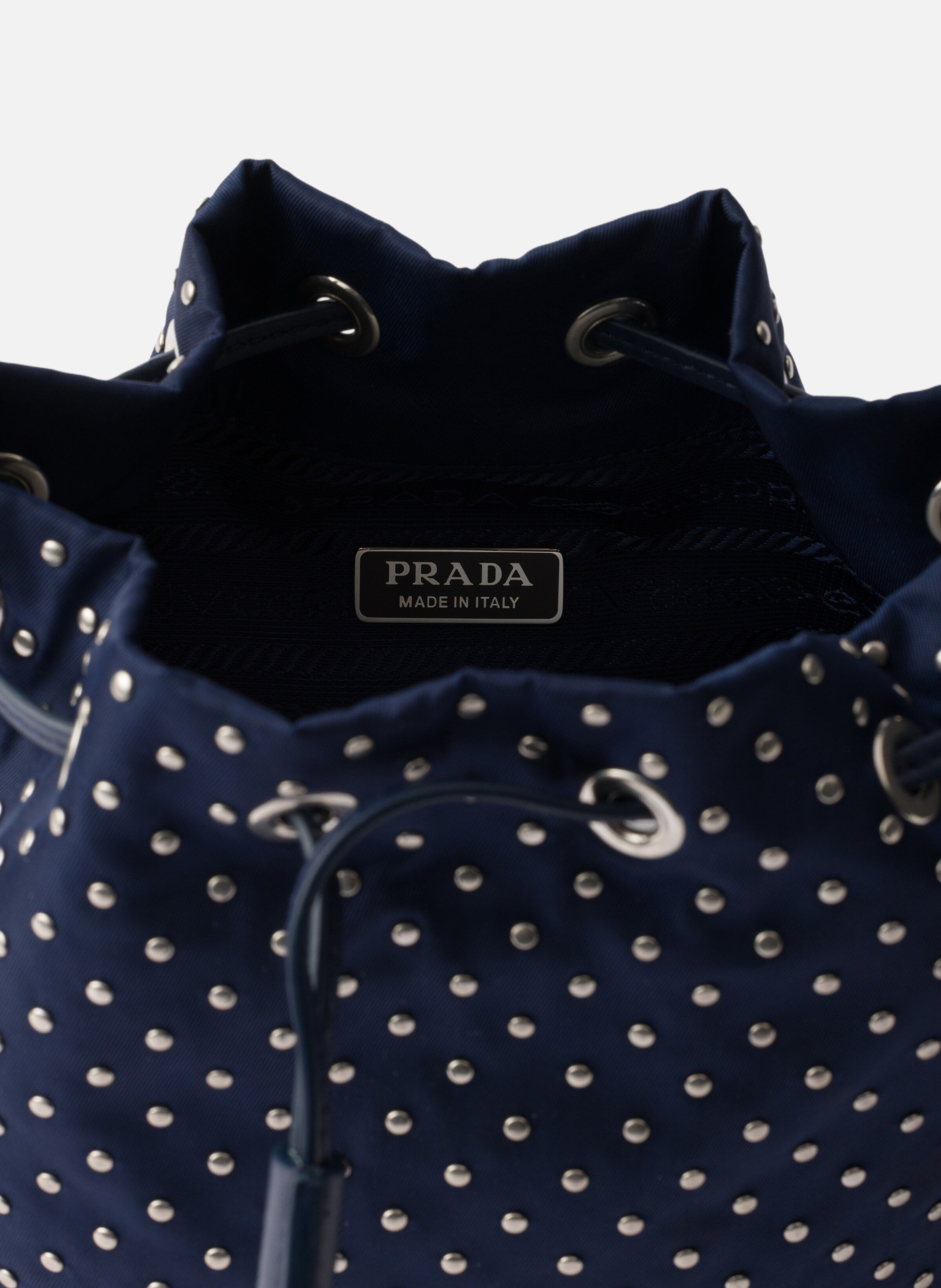 Mini sac en re-nylon avec clous PRADA Bleu