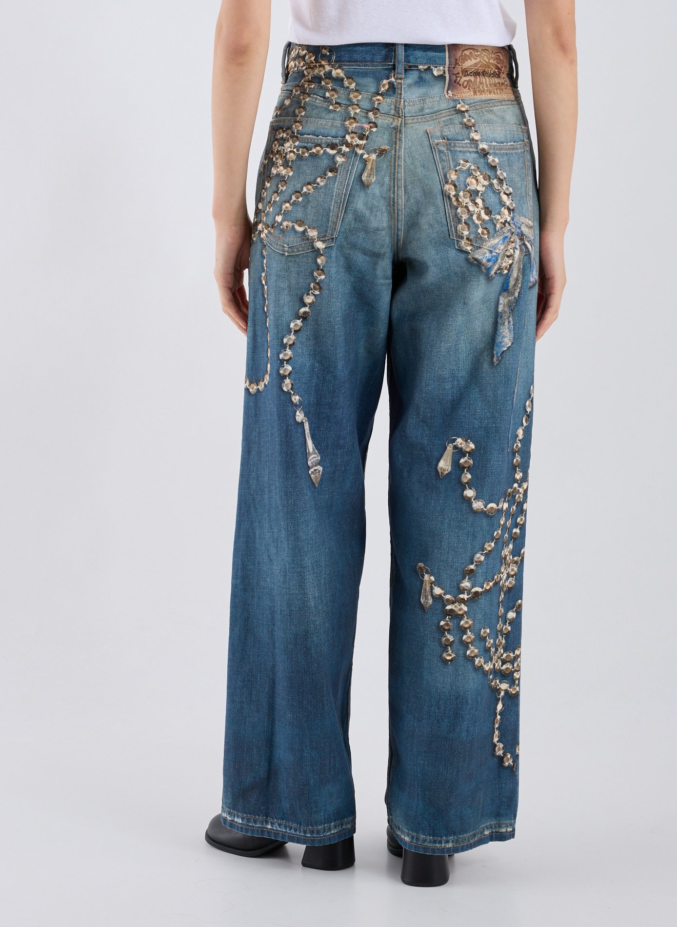 Jean large à imprimé en coton ACNE STUDIOS Bleu