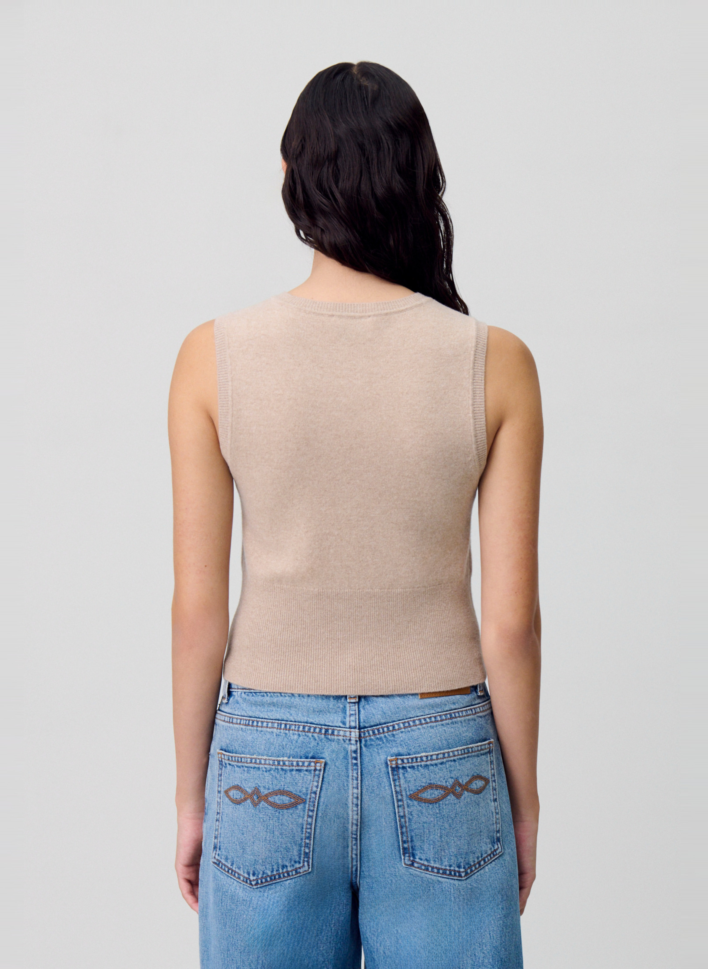 Top ajusté en laine CLAUDIE PIERLOT Beige