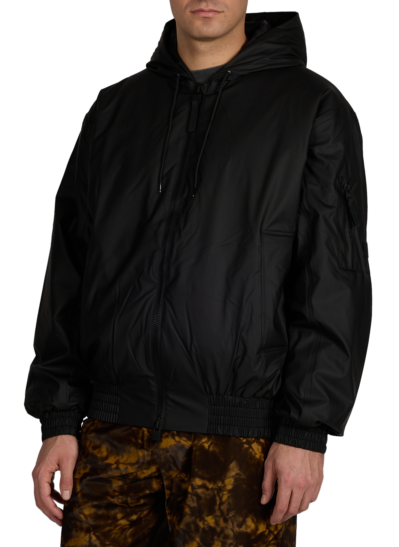 Oversized quilted hooded jacket RAINS Black