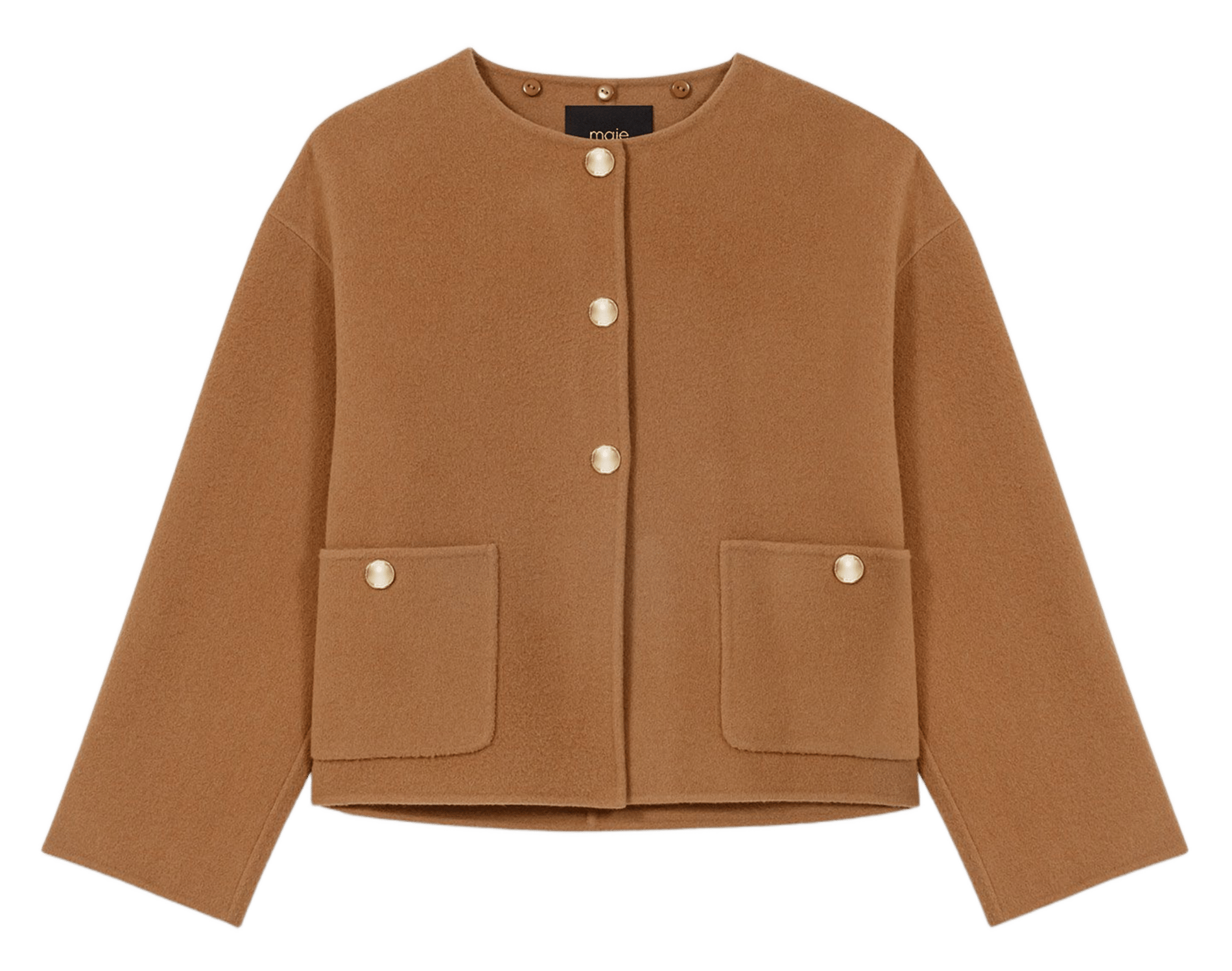 Manteau droit en laine mélangée MAJE Beige