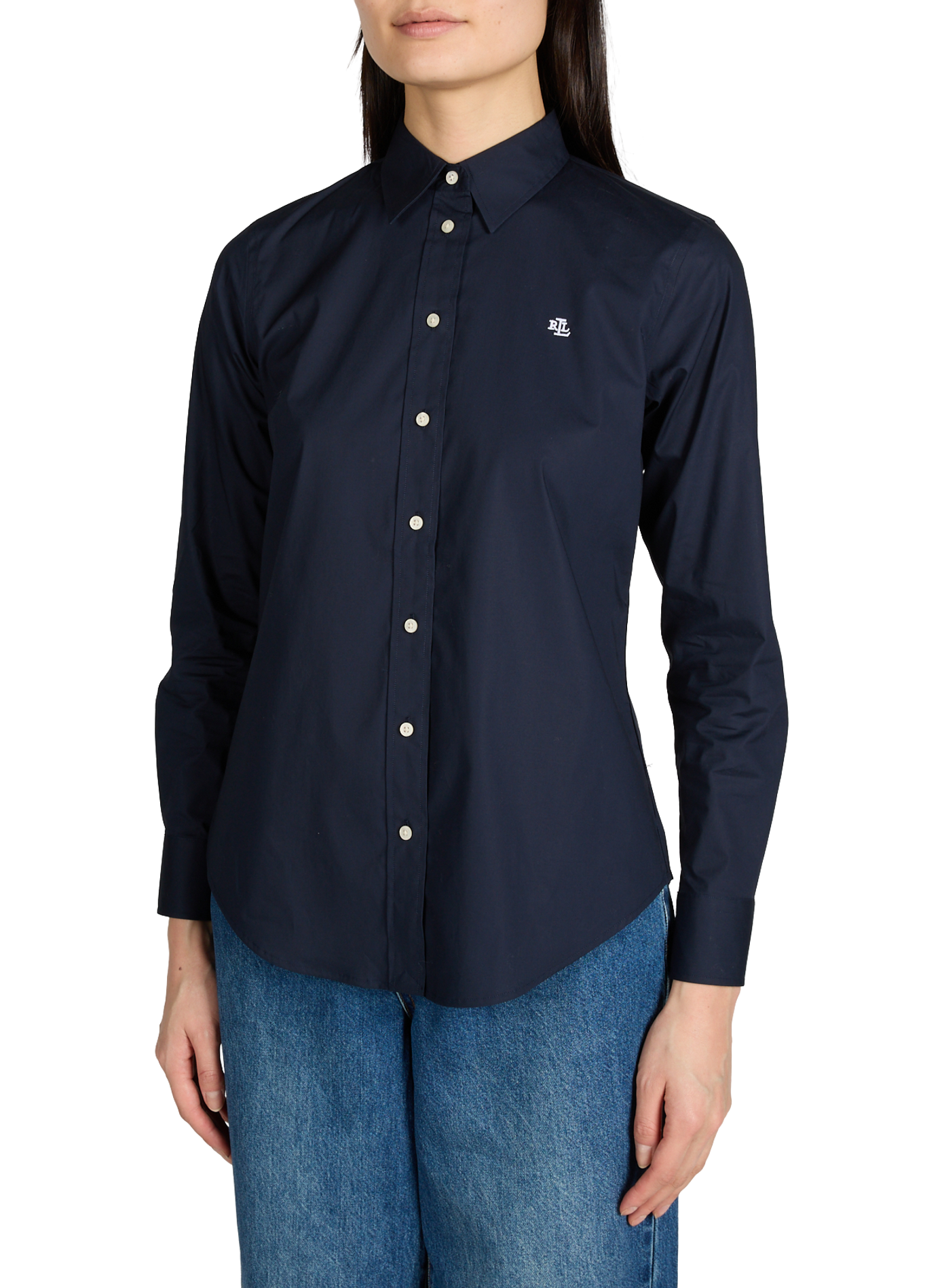 Fitted shirt with classic collar in cotton LAUREN Blue