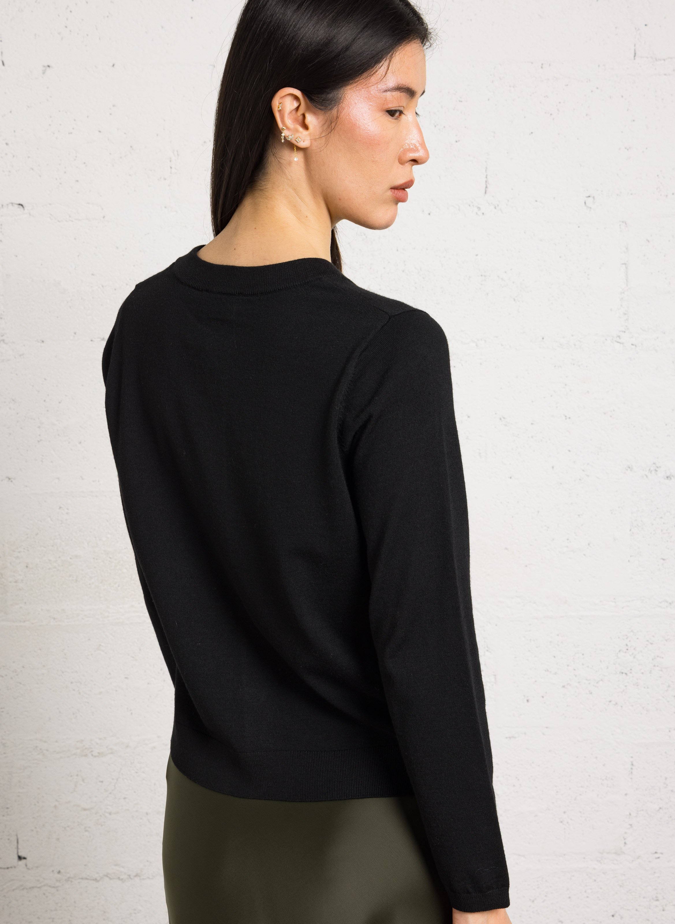 Gilet droit col rond en maille mélangée payton MAISON 123 Noir