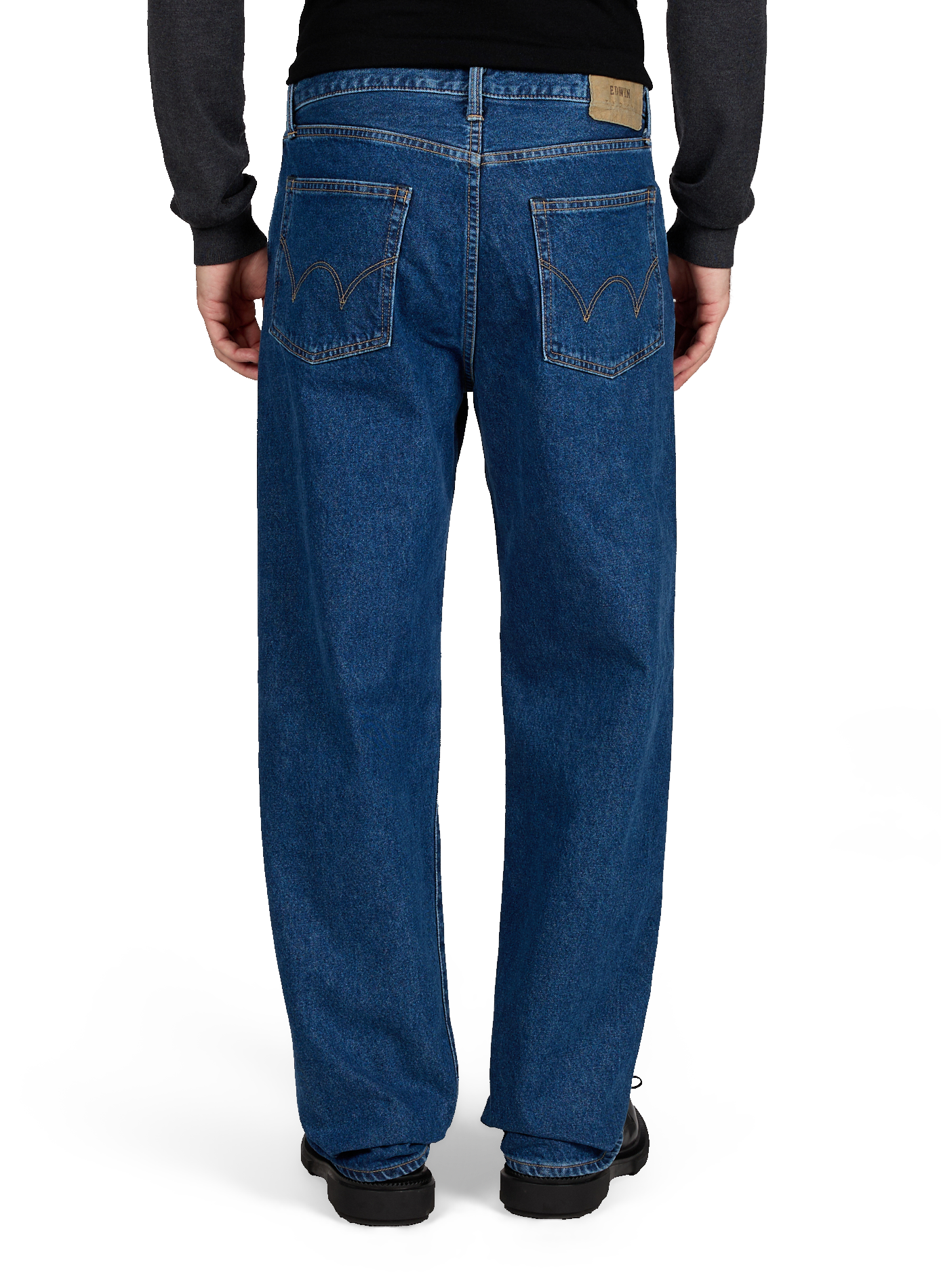 Rechte katoenen jeans met effen kleur. EDWIN Blauw