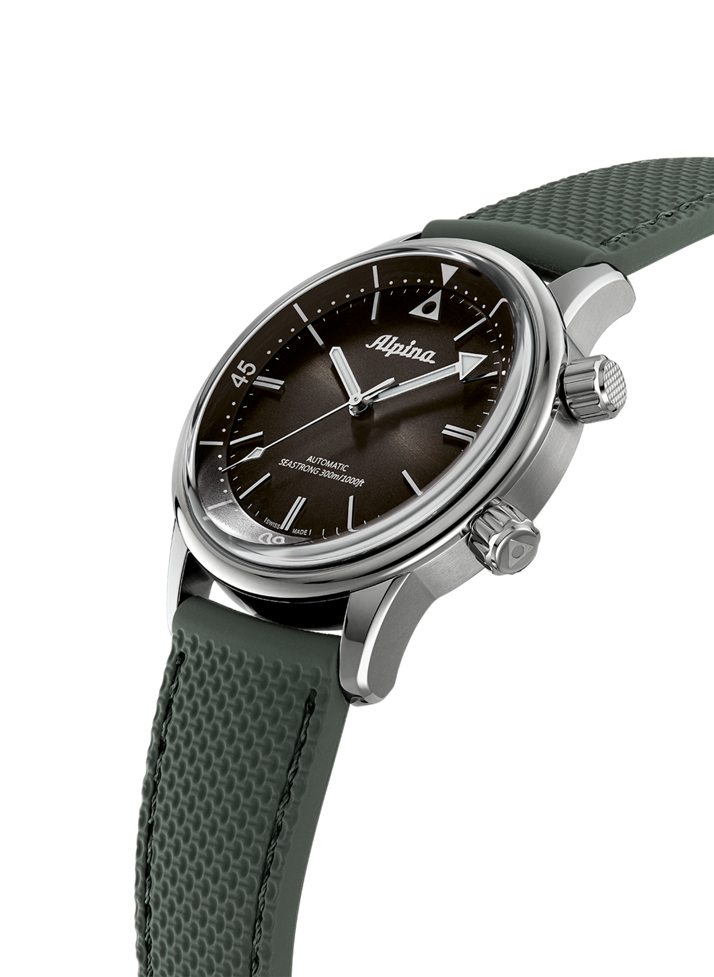 Montre automatique Diver 300 Heritage en cuir de veau ALPINA Vert