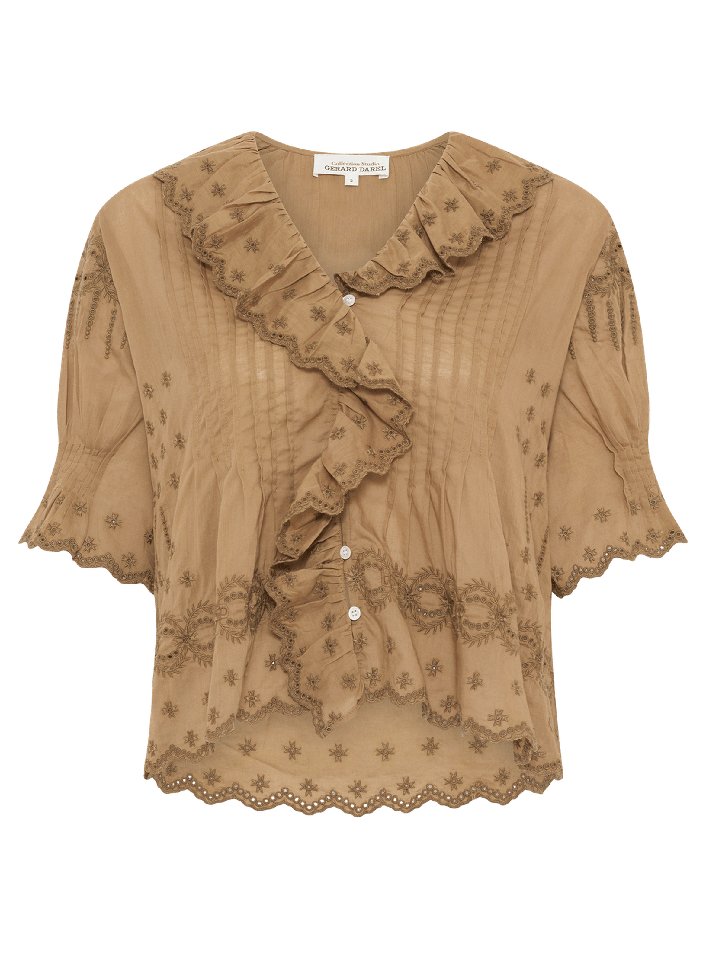 Chemise brodée en voile de coton - ceylia GERARD DAREL Vert